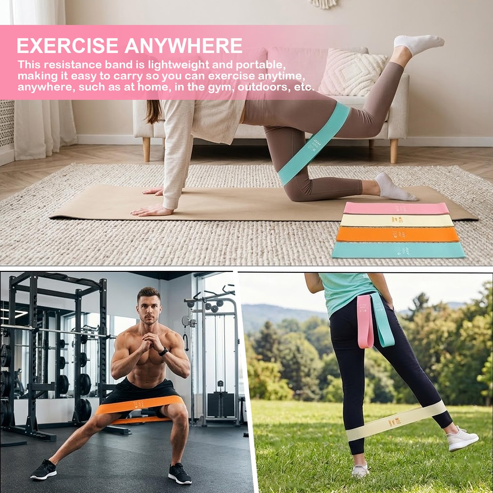 Set di 2 Cunei per Squat & 5 Bande Elastiche Fitness, Pedana Inclinata Allungamento Polpacci per Squat Profondi & Stacchi da Terra, Blocchi Yoga Mobilità Caviglie, Schiuma EVA Antiscivolo