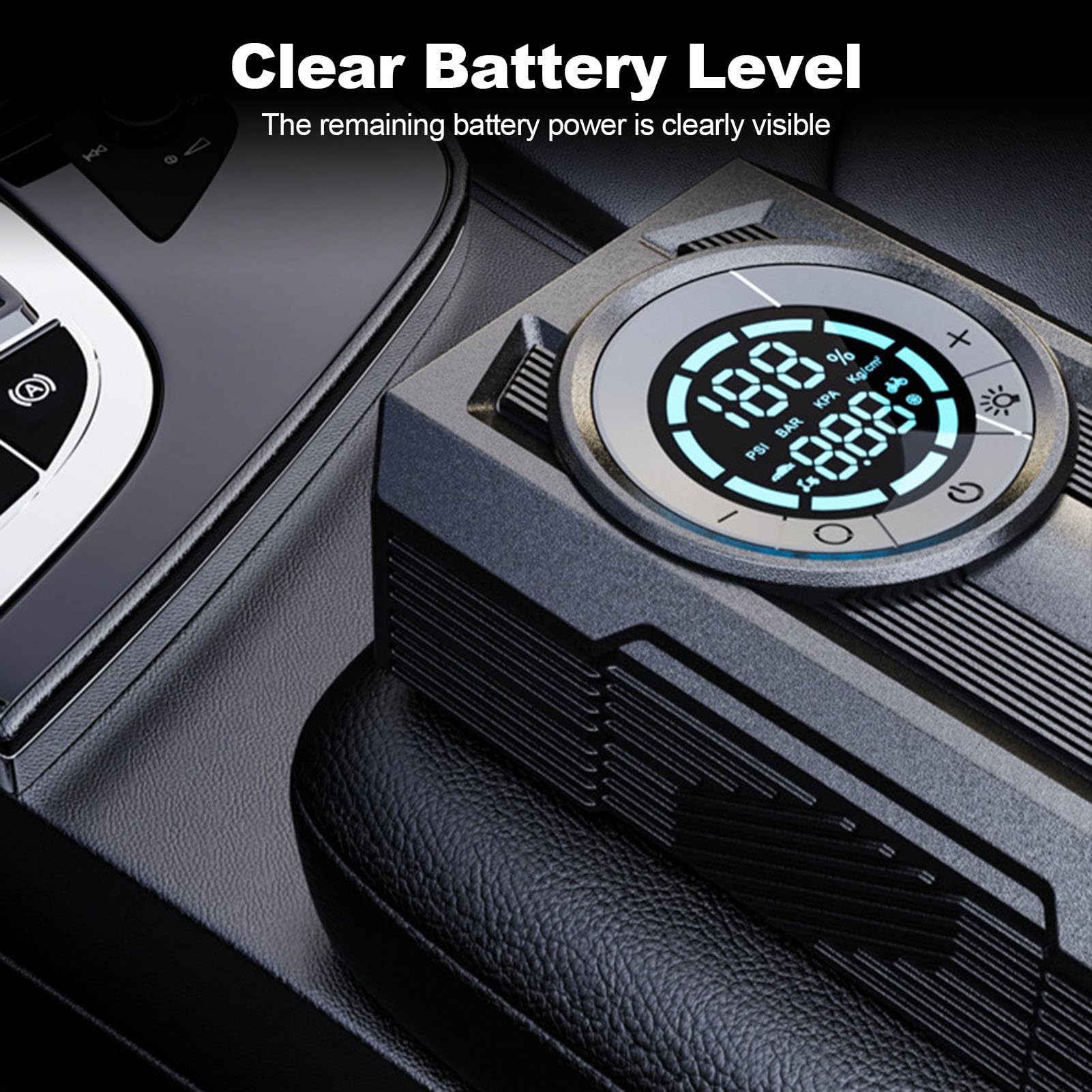 Lazmin112 Arrancador de BateríA de Coche de 2000 A, Banco de Energía de Emergencia Portátil con Compresor de Aire, Inflador de Neumáticos de 150 PSI, Luz LED de Carga Rápida de 45 W, para