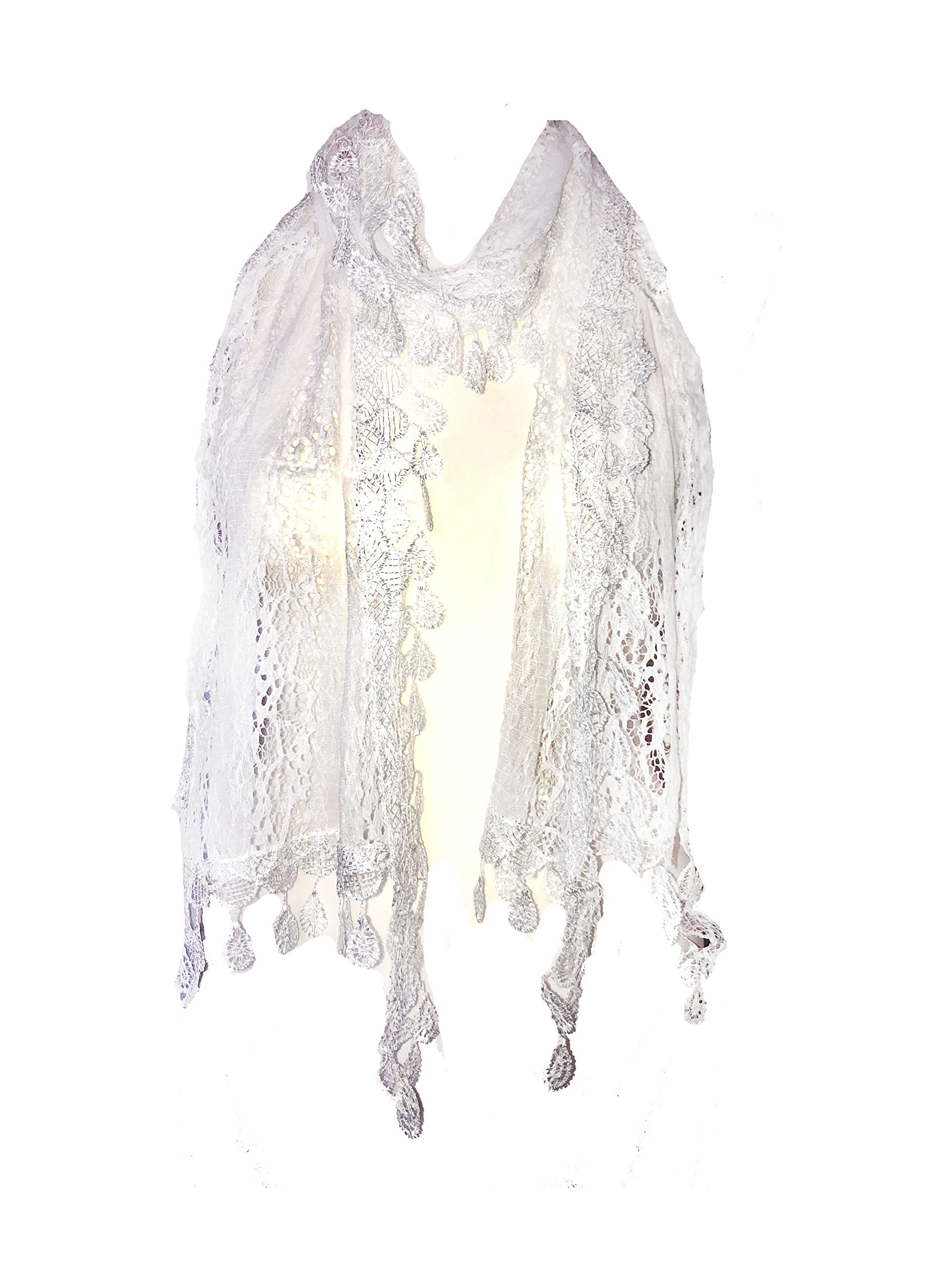 Pamper Yourself Now Women's White Pamper Yourself Leaf Lace Scarf