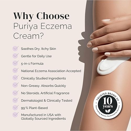Miniatura 3 de Puriya Crema de eczema 5 en 1 para niños, bebés, niños pequeños, adultos, loción de avena coloidal avanzada para aliviar la piel seca y con picazón