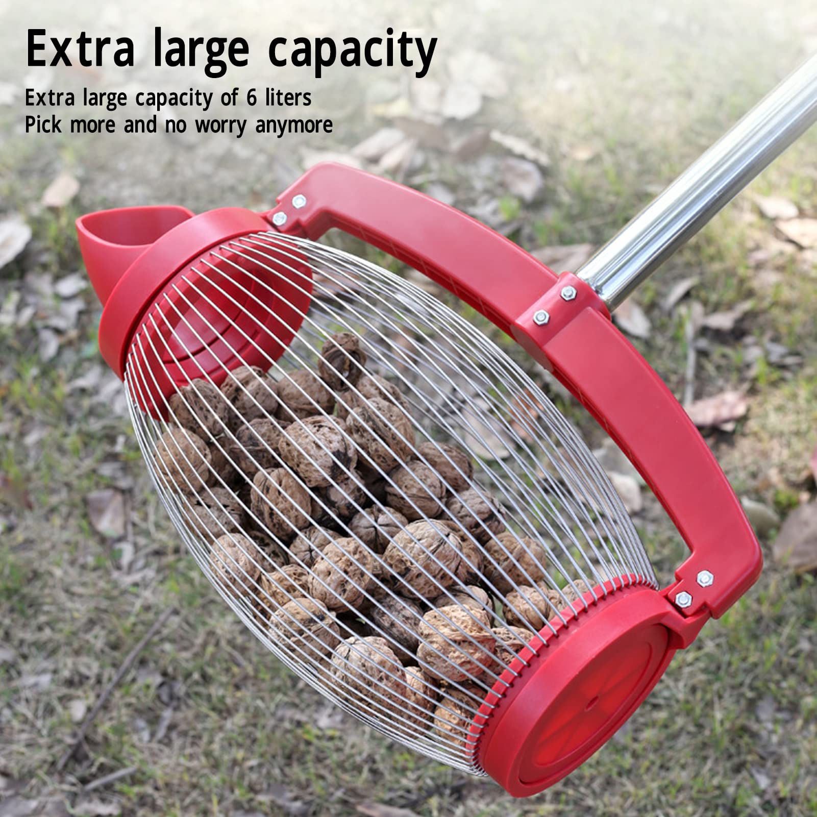 Bewinner Raccoglitore di Ghiande e Noci - Rullo Superiore Manuale per Raccogliere Noci, Castagne e Foglie, Utensile da Giardino Resistente