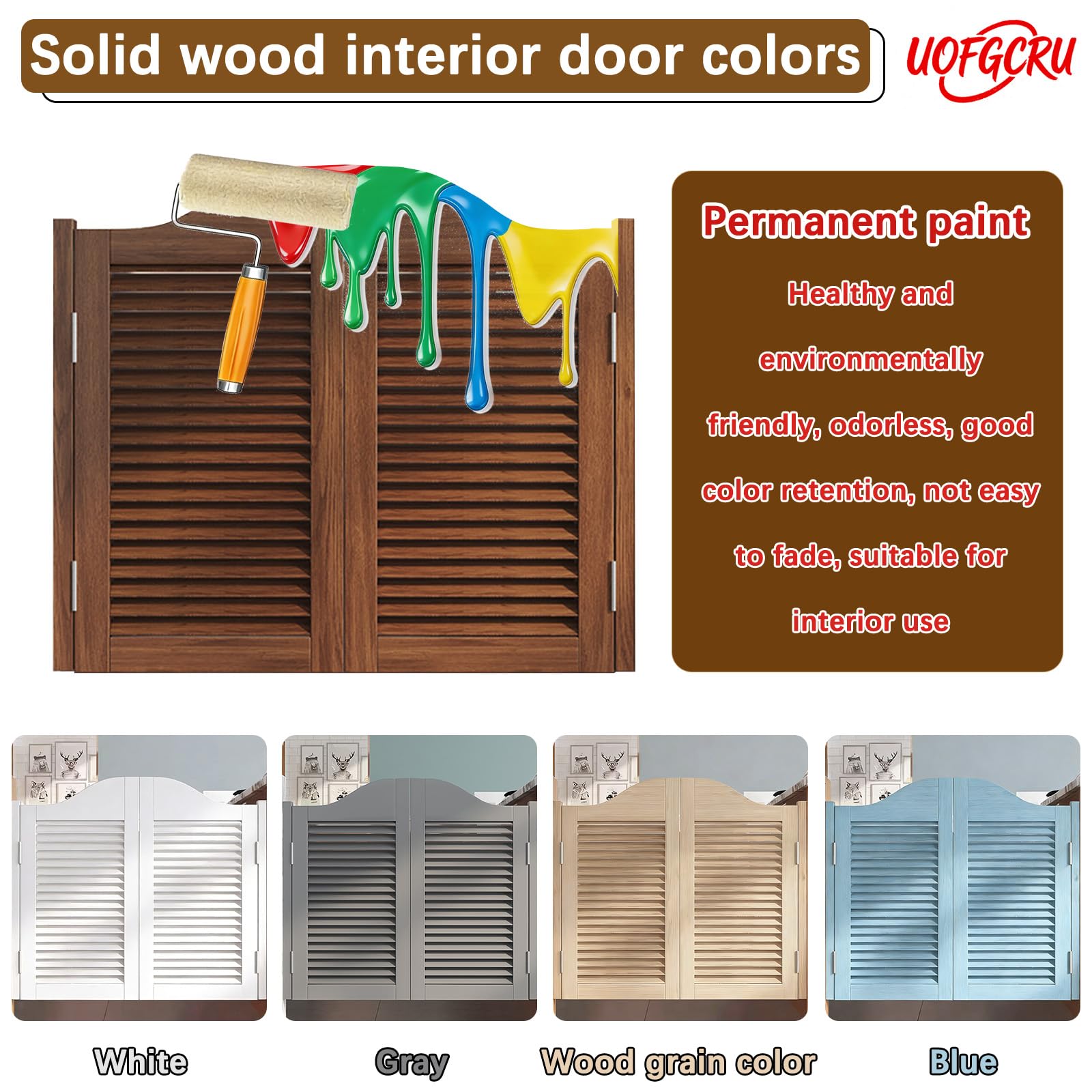 Porte Battante Café Portes Battantes, Porte Saloon de Séparation à persiennes, Cuisine Rétro en Bois Massif Épais, pour Salle de Bain buanderie toilettes Bleu-W70×H90cm(Porte double)
