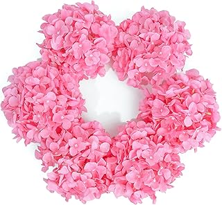DuHouse Artificial Hydrangea Silk Flowers with Stem, Peachy Pink