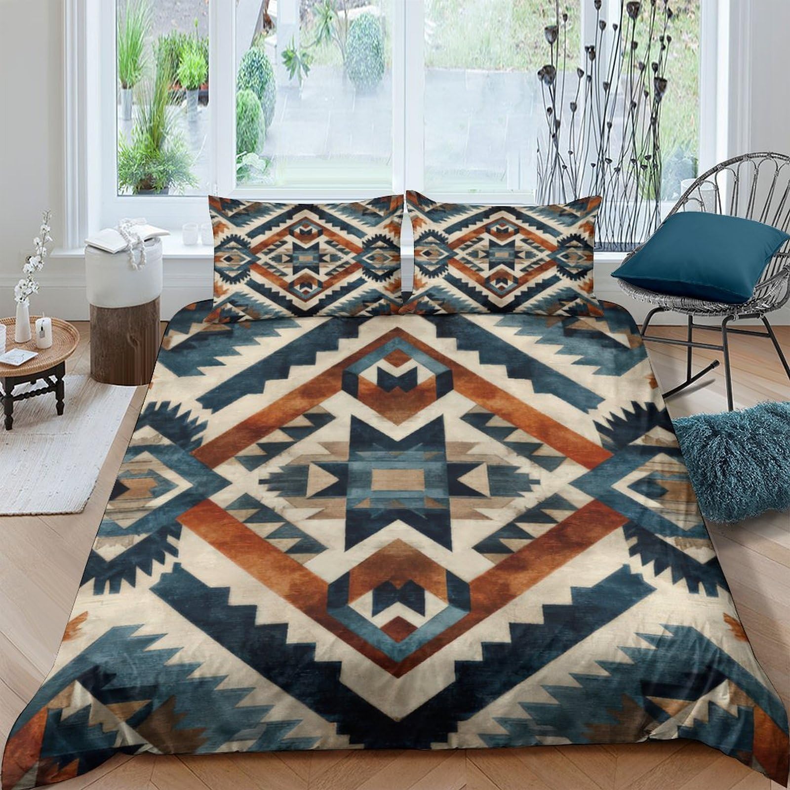 Ctjqhvkz Style-10 3D Printed Aztec Geometric Fitted Sheet Microfiber Soft Breathable Tribal Southwest Mattress Cover For Bedroom Decor Single（135X200cm）