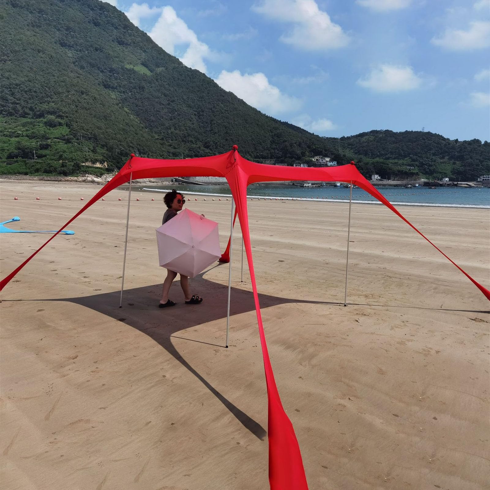 Tendas Da Spiaggia, Spiaggia Portatile Parasole Protezione UV UPF 50+, Con 2 Pali In Alluminio E Borsa Da Trasporto Adatto Per L'ombra In Spiaggia, Il Campeggio, La Pescas E Il Patio