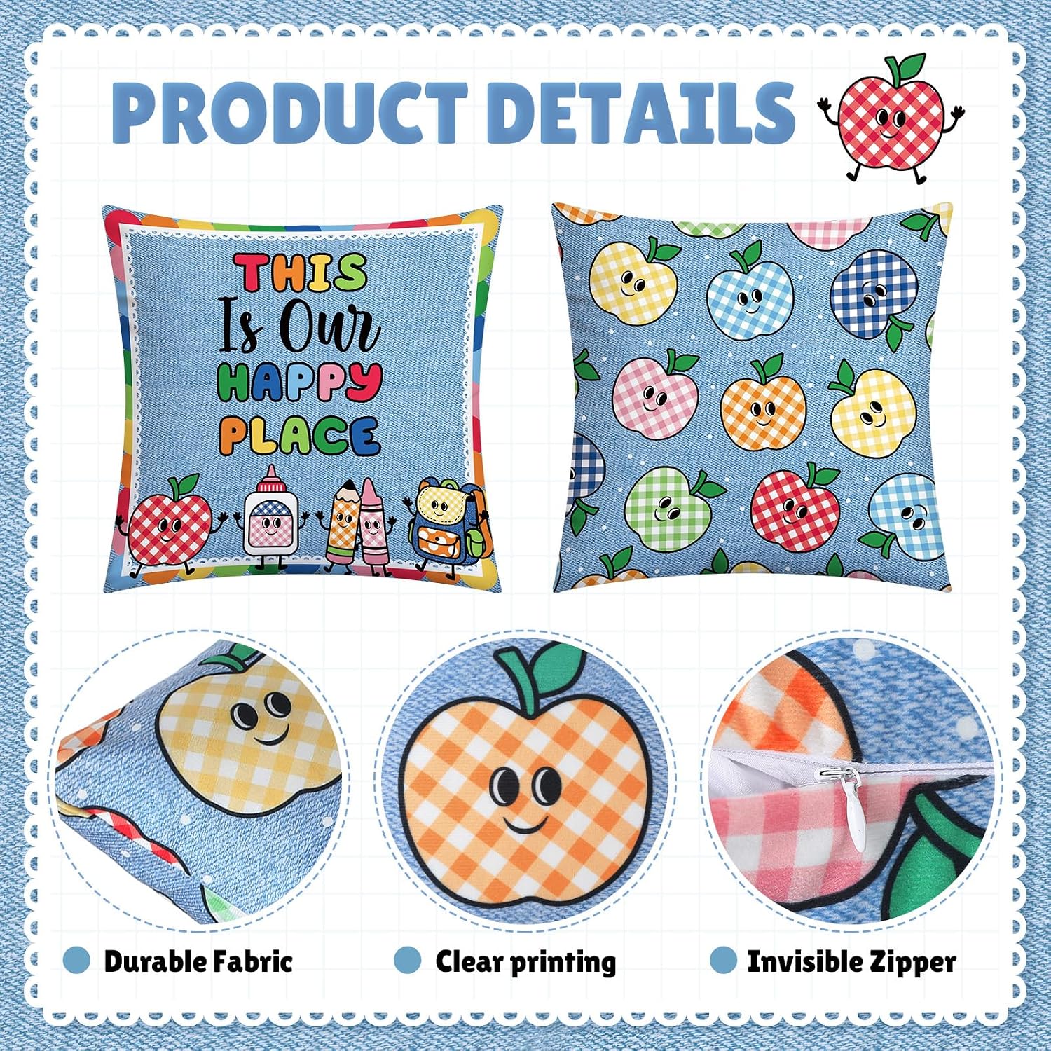 2 Pcs Throw Pillow Covers for School Classroom, Retro image 3