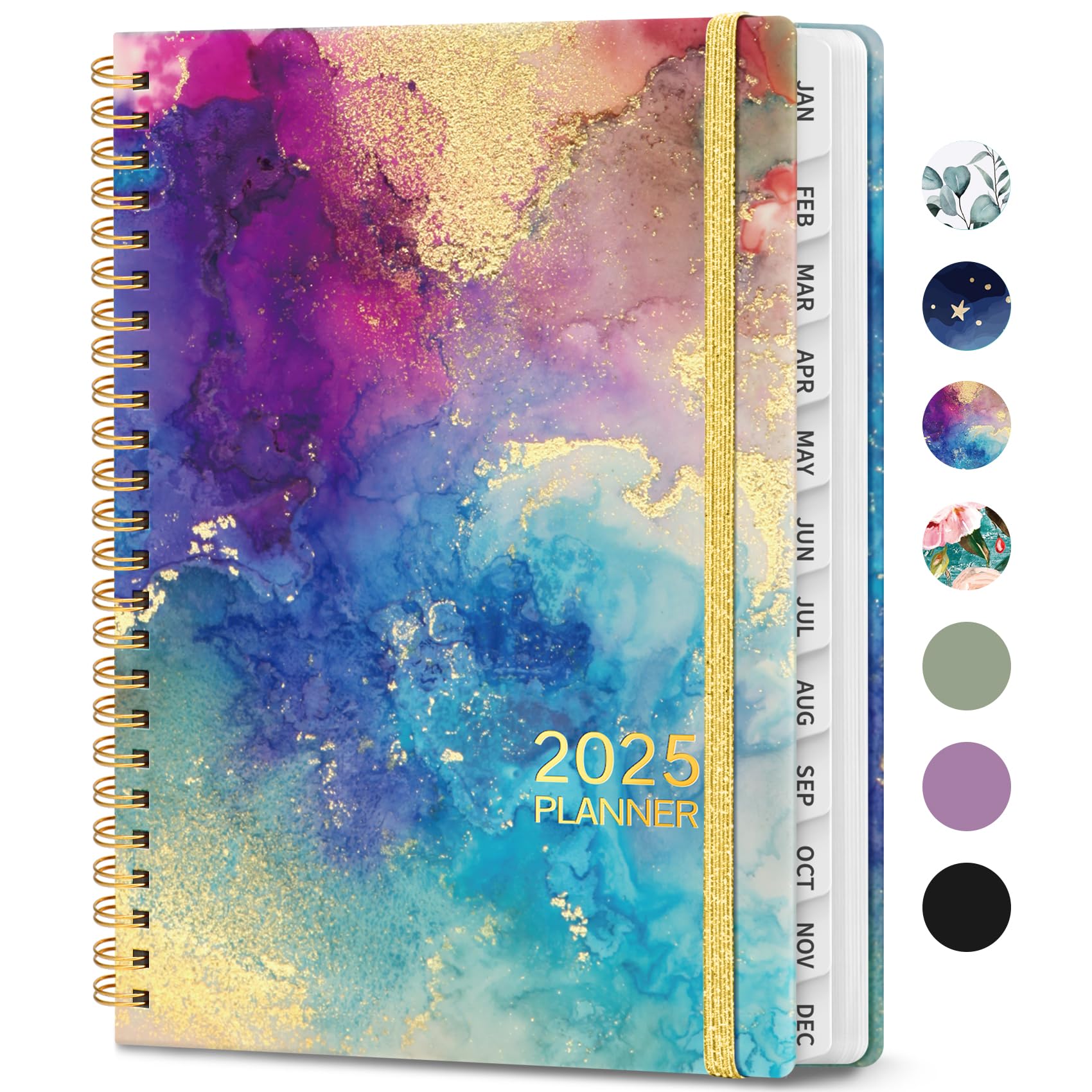 2025 Planner, Weekly and Monthly Calendar Planner Book, January 2025 - December 2025, HardCover Planner 2025 with Monthly Tabs, Notes Pages, Spiral Bound, Inner Pocket, A5 (6.4" x 8.5") - Gold MarbleThe Forest Stewardship Council