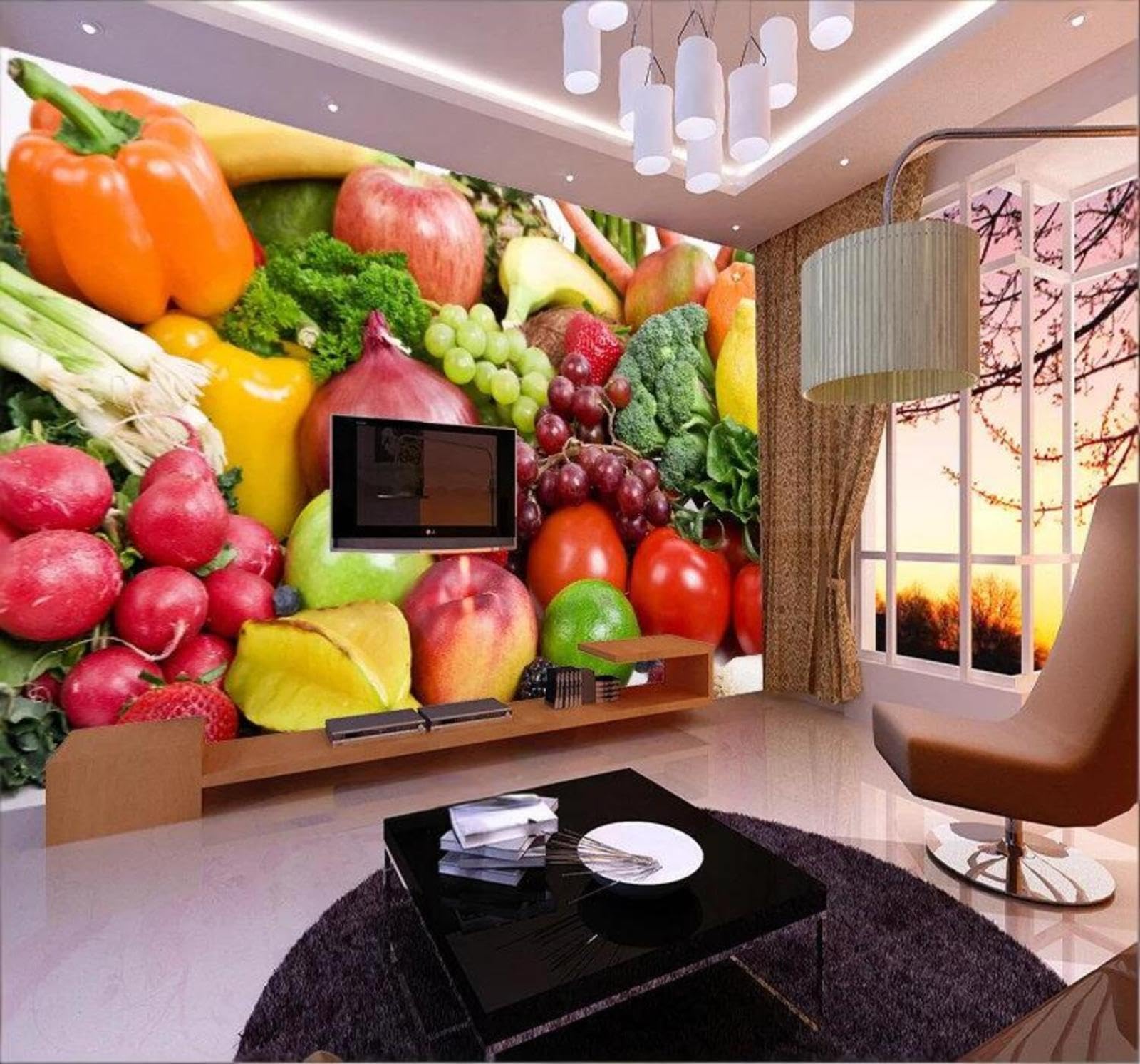 Fresh Fruit Vegetables Restaurant Kitchen 3D Wallpaper Easy Install Feature Office Living Room Sofa Bedroom TV Background Wall Decoration-250cm×170cm