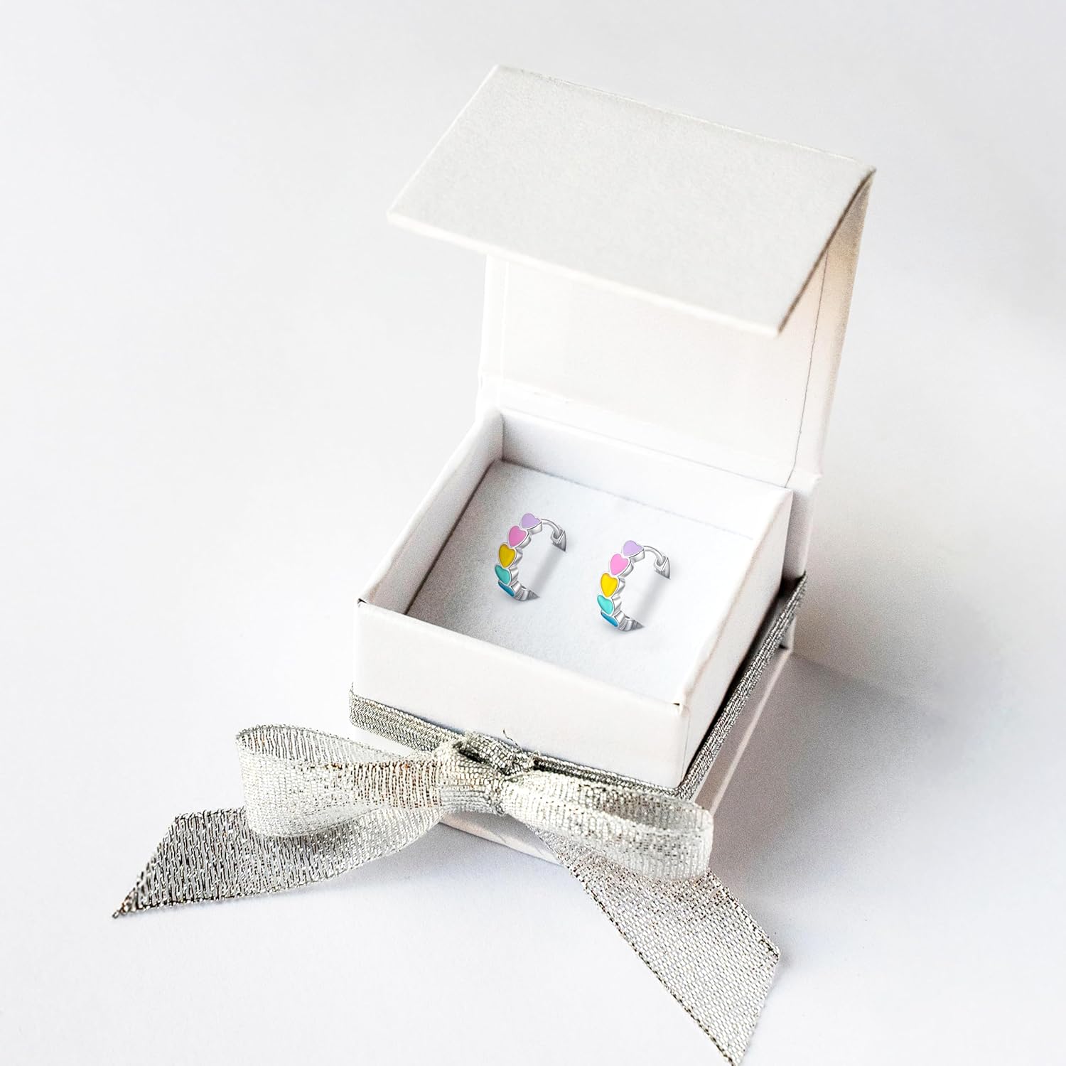 Heart Enamel Earrings for Baby Girls – 925 Sterling Silver Hypoallergenic Huggie Hoops for Toddlers & Kids | Safe Sensitive Ear Jewelry, Pastel Charm, Perfect Baby Girl Gift - Image 6