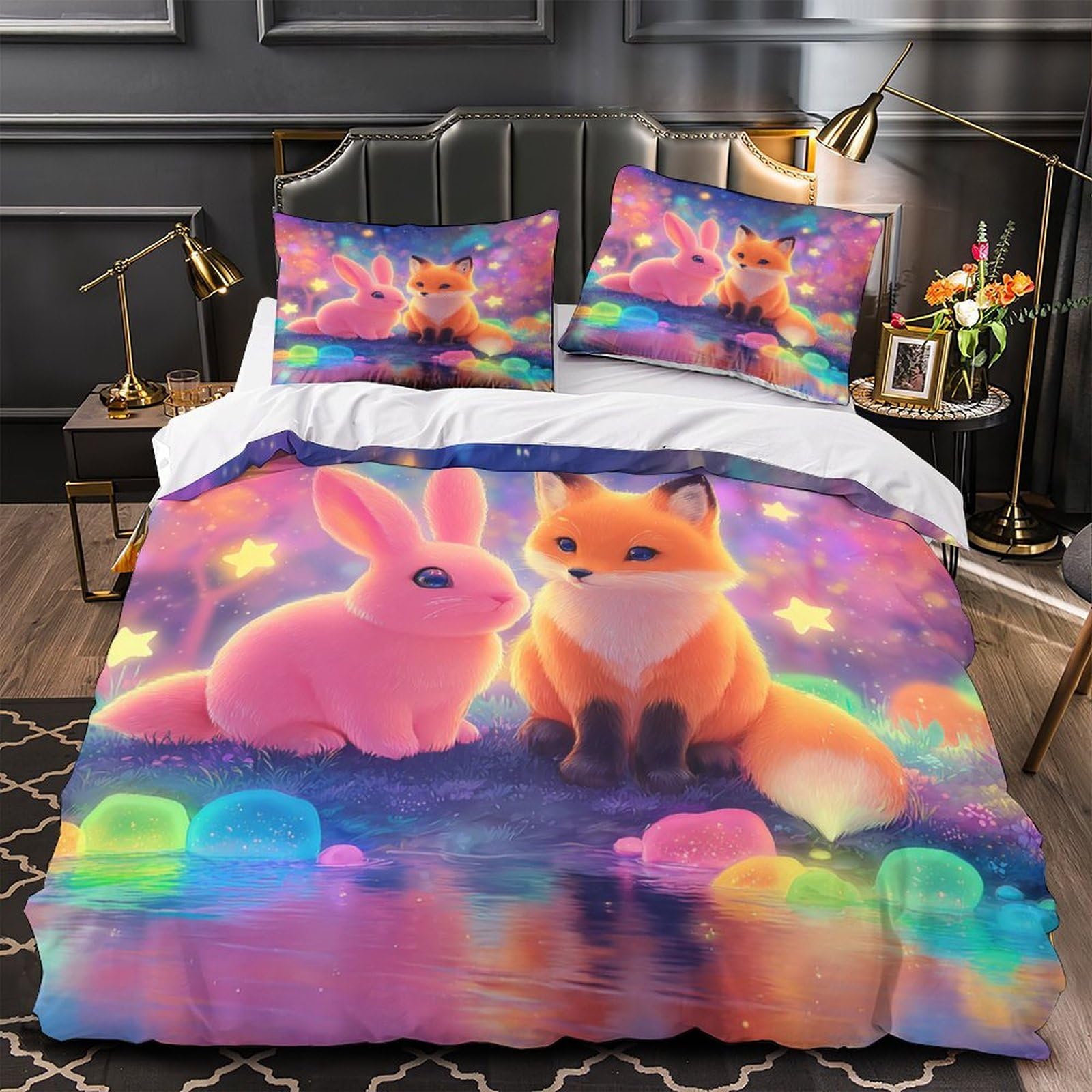 Housse de couette lapin anti-acarien 140x200cm pour éliminer les allergies nocturnes des ados
