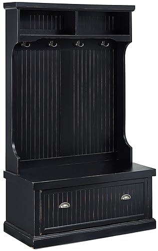 Crosley Furniture Seaside Hall Tree with Shoe Rack Bench and