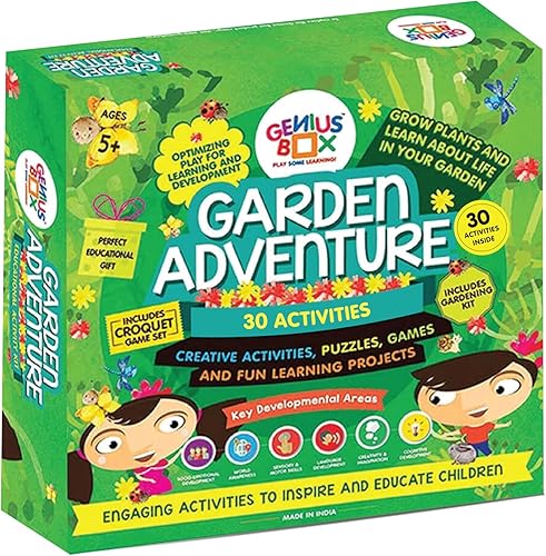 Genius Box Garden Adventure Kit de 8 proyectos científicos en el interior Kit de actividades de bricolaje Rompecabezas, juego para niños de más de