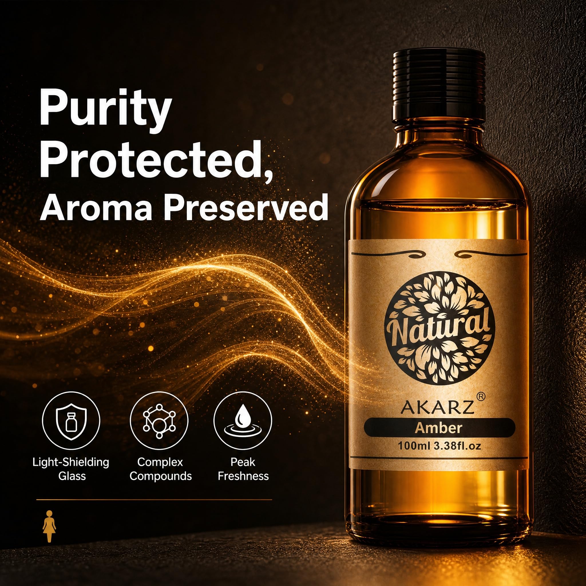 AKARZ 100ml Olejek esencjny z Bursztynu - Naturalny olejek aromatyczny do dyfuzorów, lamp aromatycznych i aromatów pomieszczeń