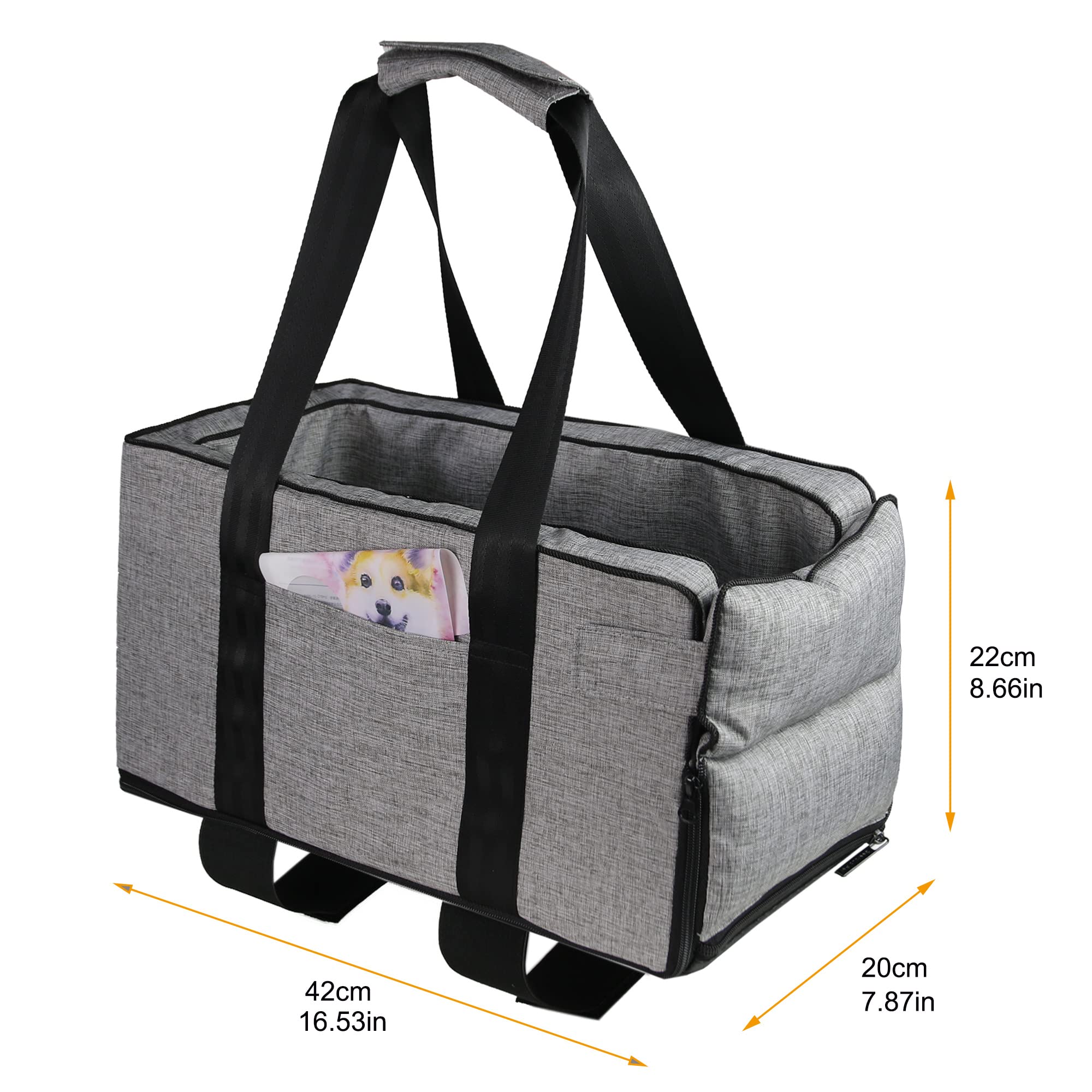 Consolle per cani Seggiolino auto per cani e cani su console Bracciolo per cani e gatti Booster Seat sul bracciolo auto con cinghie di sicurezza Impermeabile Pet Car Seat Borsa da viaggio per cani di