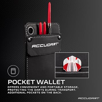 Accudart Steel Tip Dart Set 3.5 17g Stainless Steel Barrels with Dual Knurl Grip, Polycarbonate Shafts, Standard Flights, Pocket Wallet Storage