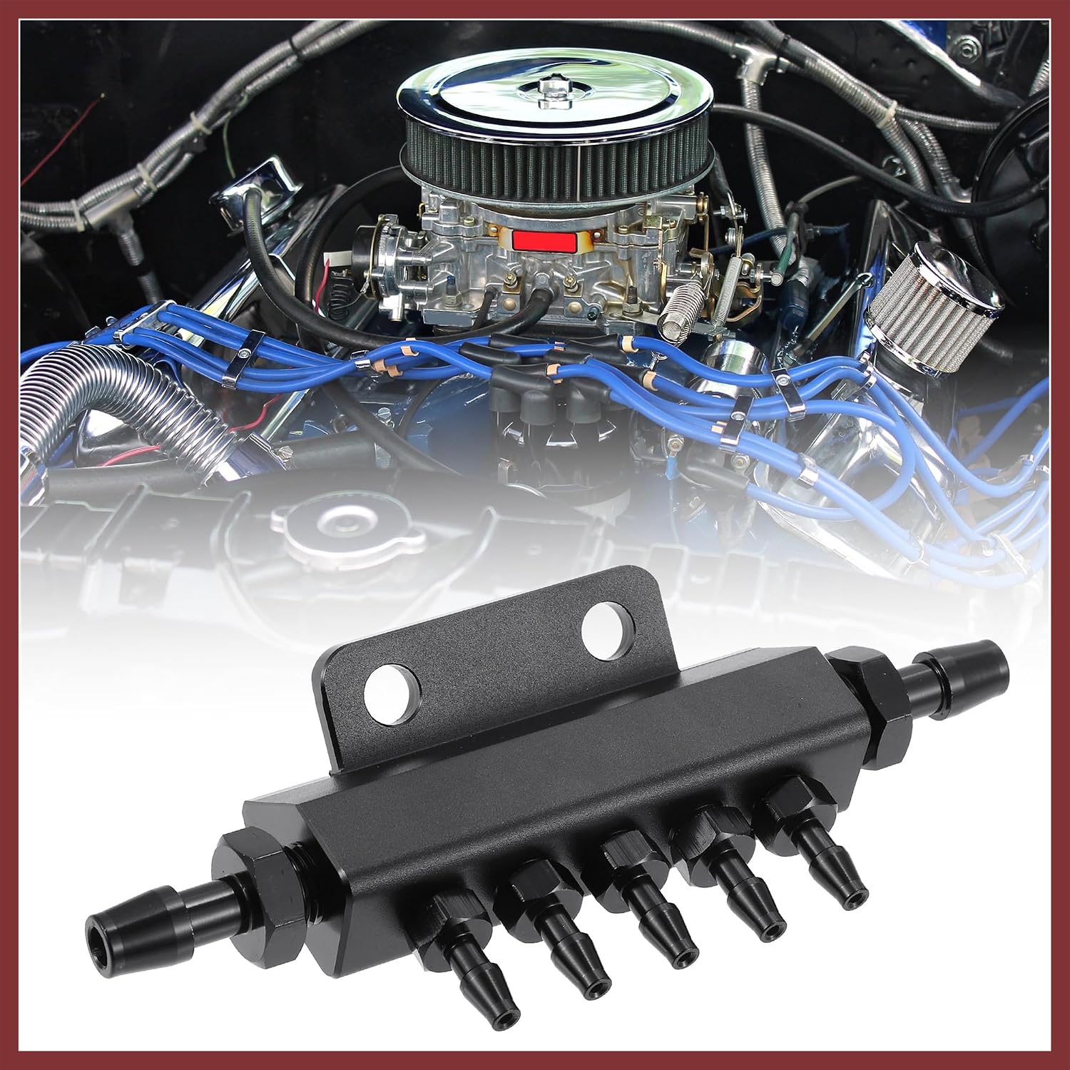 Universal Vacuum Manifold Kit 1/8" Ports 1/2" Interfaces Block Intake Manifold for Car Fuel Gas Wastegate Turbo Boost Replace Parts