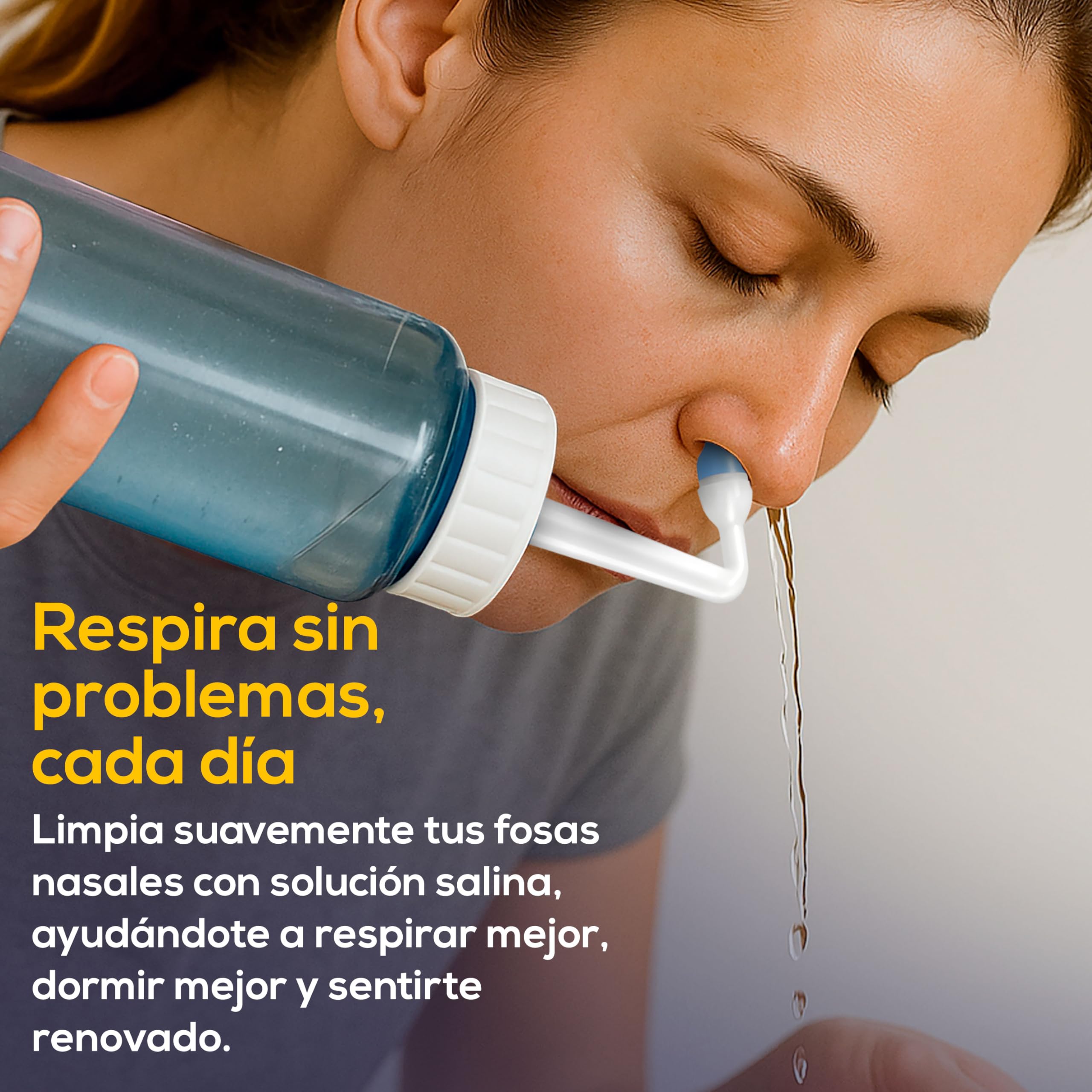 Kit de Lavado Nasal con Válvula de Control de Agua – Irrigador Nasal con 30 Sobres de Sal – Puntas para Adultos y Niños – Limpieza Nasal Diaria - Incluye termometro - Capacidad de 300ml