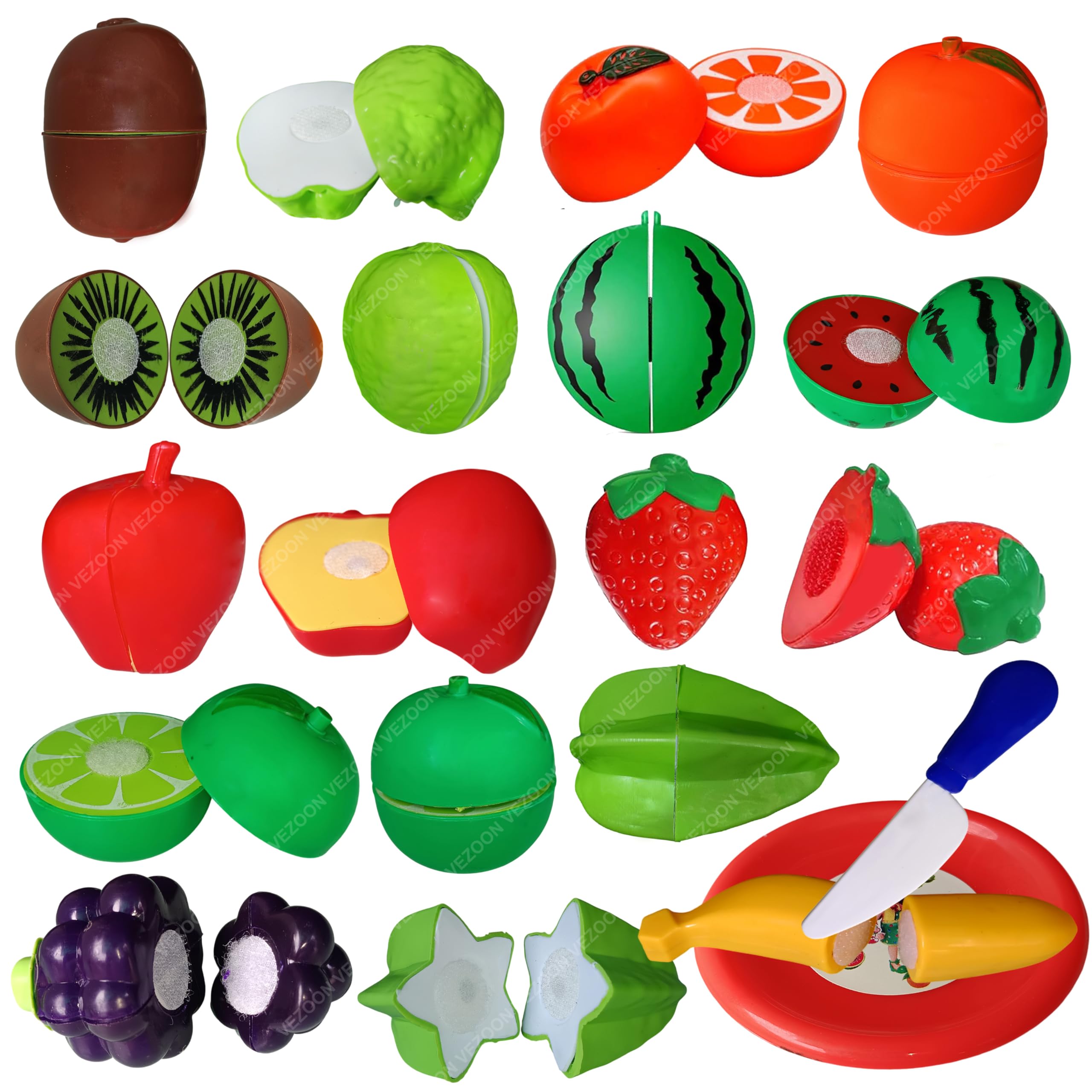 VEZOON 12 PCS Realistic Sliceable Cutting Fruits for Kids | Pretend Play Kitchen Toys for Kids| Realistic Sliceable Cutting | Play Fruits Toys (Multicolor) (B0DG94LSJ8) Amazon Price History, Amazon Price Tracker