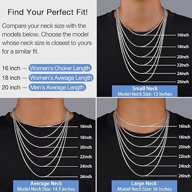 1.5mm 2mm Rope Chain 925 Sterling Silver Chain Necklace for Women, 14K Gold Plated Chains for Women Sturdy & Durable Women's Chains Necklace 16 18 20 22 24 26 Inch