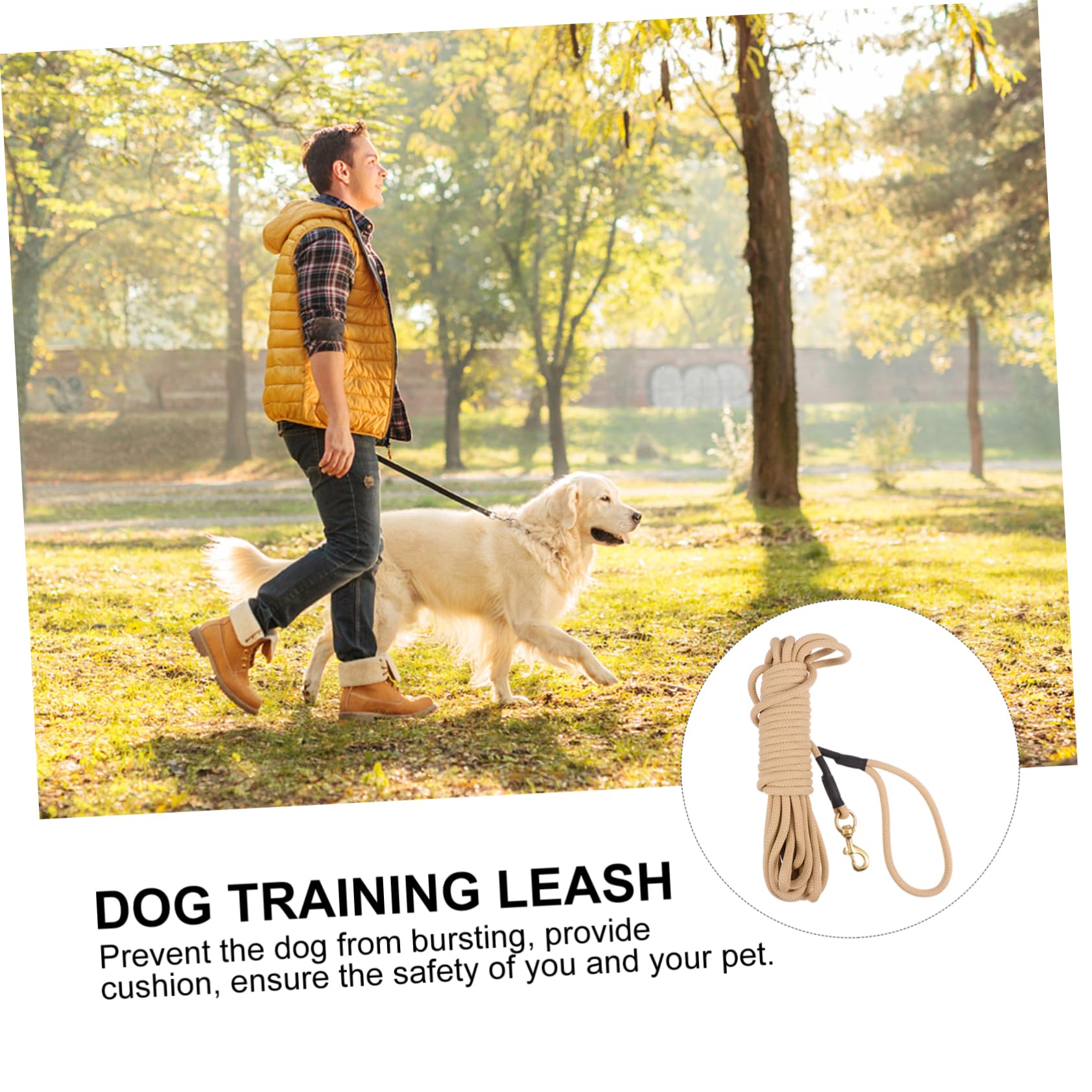ibasenice Grosse Laisse de Dressage pour Chien 10m en Polypropylène Kaki | Crochet, pour Courir et Marcher, Facile à Nettoyer, Longueur Extra Longue