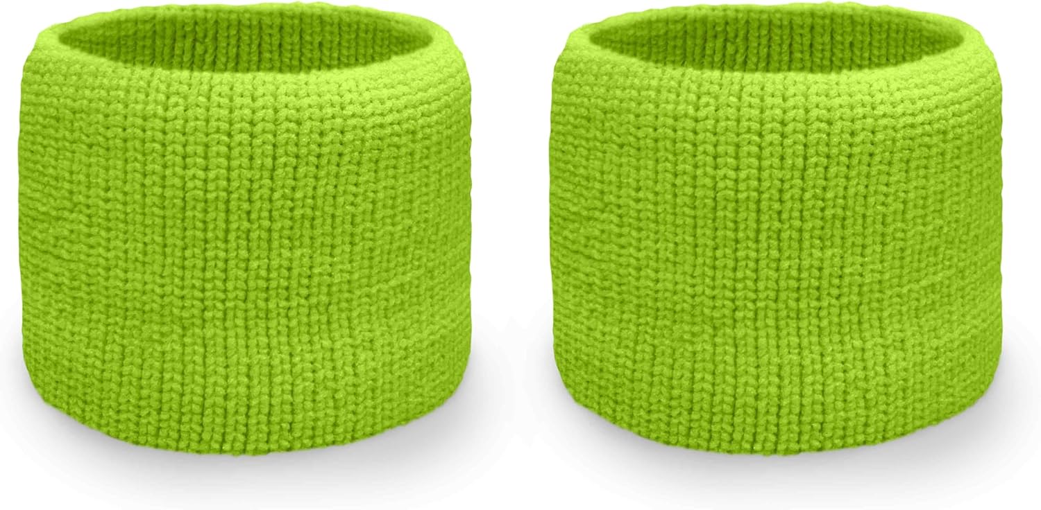 Couver Neon Unisex Dual Layer Athletic Sweat Sport Wristband, 1 Pair