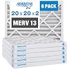 Aerostar 20x23x1 MERV 13 Pleated Air Filter, AC Furnace Air Filter, 6 Pack (Actual Dimensions: 19 7/8 x 22 7/8 x 3/4)
