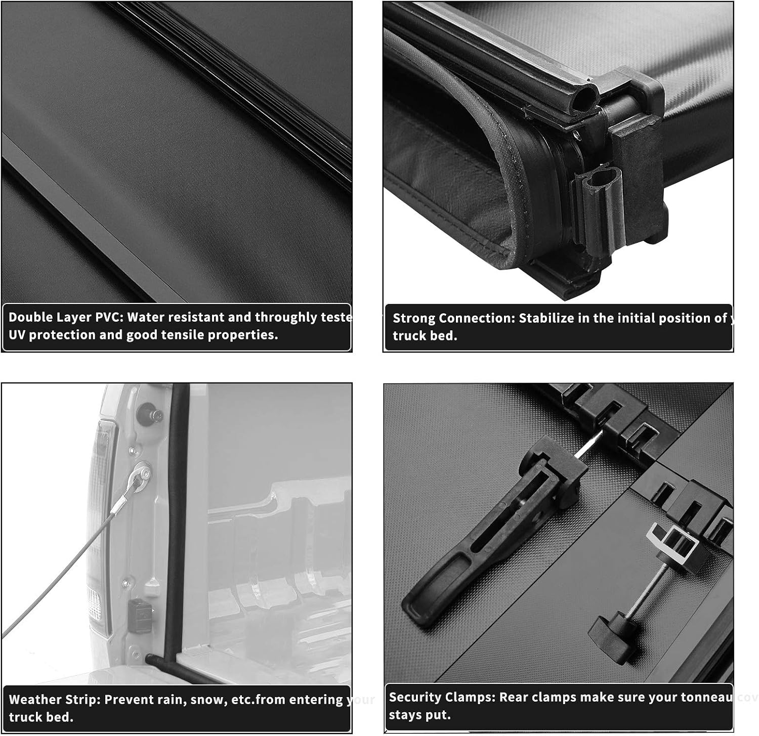oEdRo Soft Quad Fold Tonneau Cover Four Fold Truck Bed Covers Compatible with 2002-2023 Dodge Ram 1500 ; 2003-2023 Dodge Ram 2500 3500, Fleetside, 6.4' Bed (for Models w/o Ram Box)
