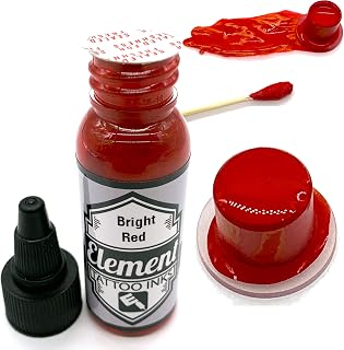 Element Tattoo Supply Tattoo Ink 1oz Bottle | Bold Vivid Red | High Pigment Load | Vegan | Organic | Made in USA (Red)