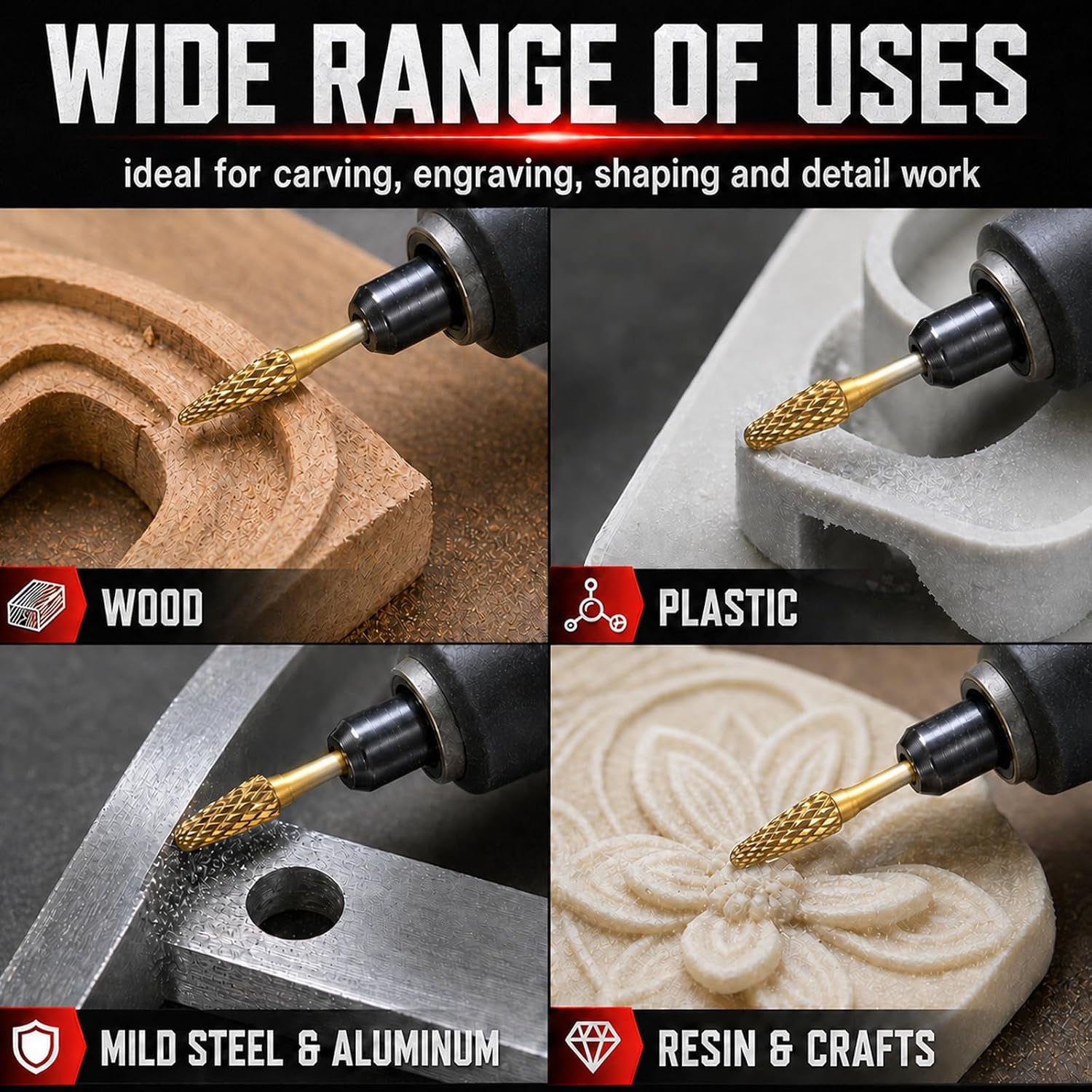10Pcs Alloy Drill Bits Set,1/8” Shank Compatible with Dremel,High Quality Rotary Tool Accessories Set for Wood & Stone Carving,High Hardness