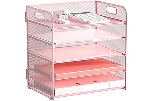 5 Tier Pink Paper Tray: The Ideal Desk Organizer for Efficiency
