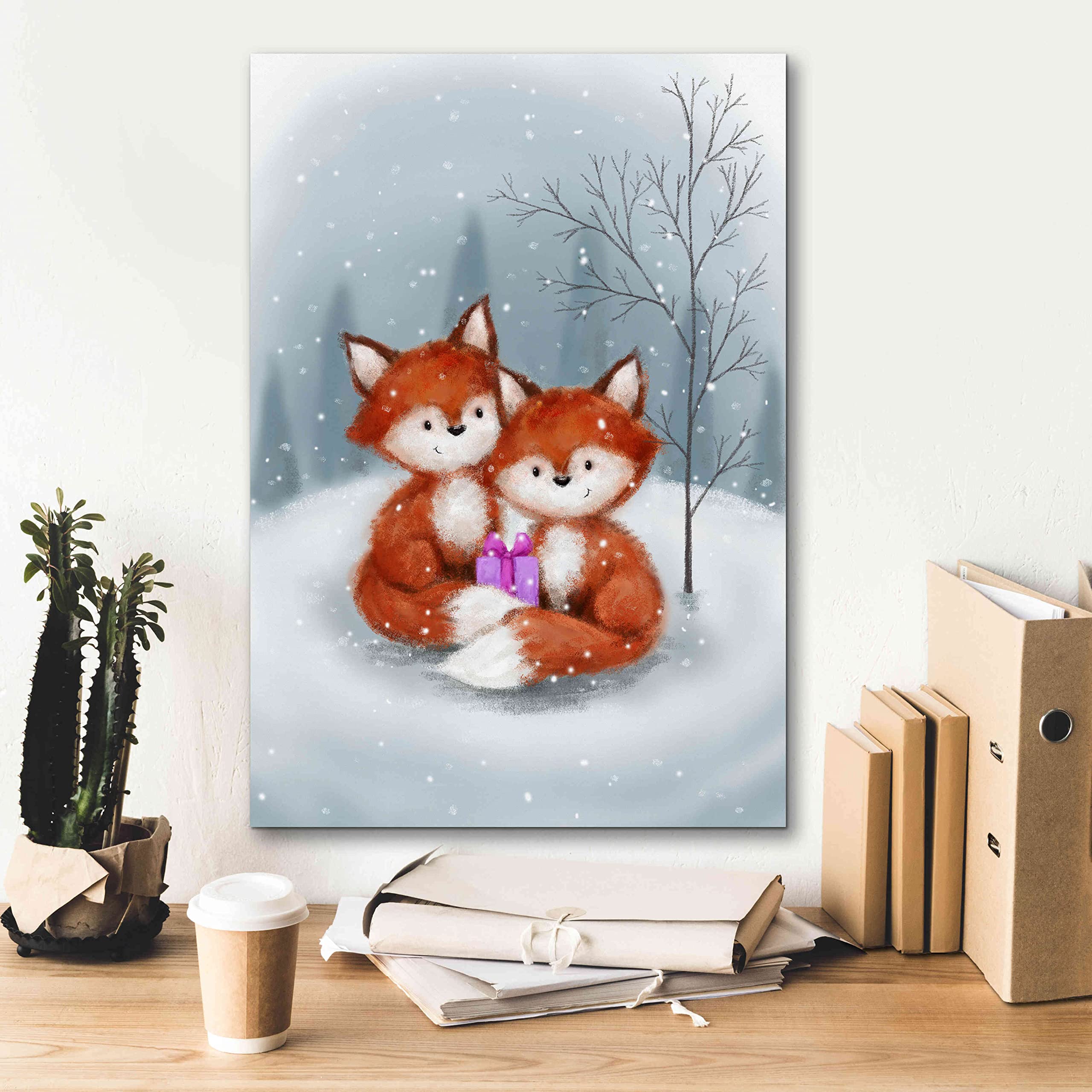 Amazon.com: Epic Graffiti 'Two Fox 1' by Makiko, Canvas Wall Art
