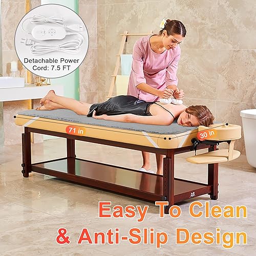 Miniatura 5 de Calentador de mesa de masaje, manta térmica de cachemira suave de 30 x 71 pulgadas, 4 temporizadores y 6 ajustes de calor y protección contra