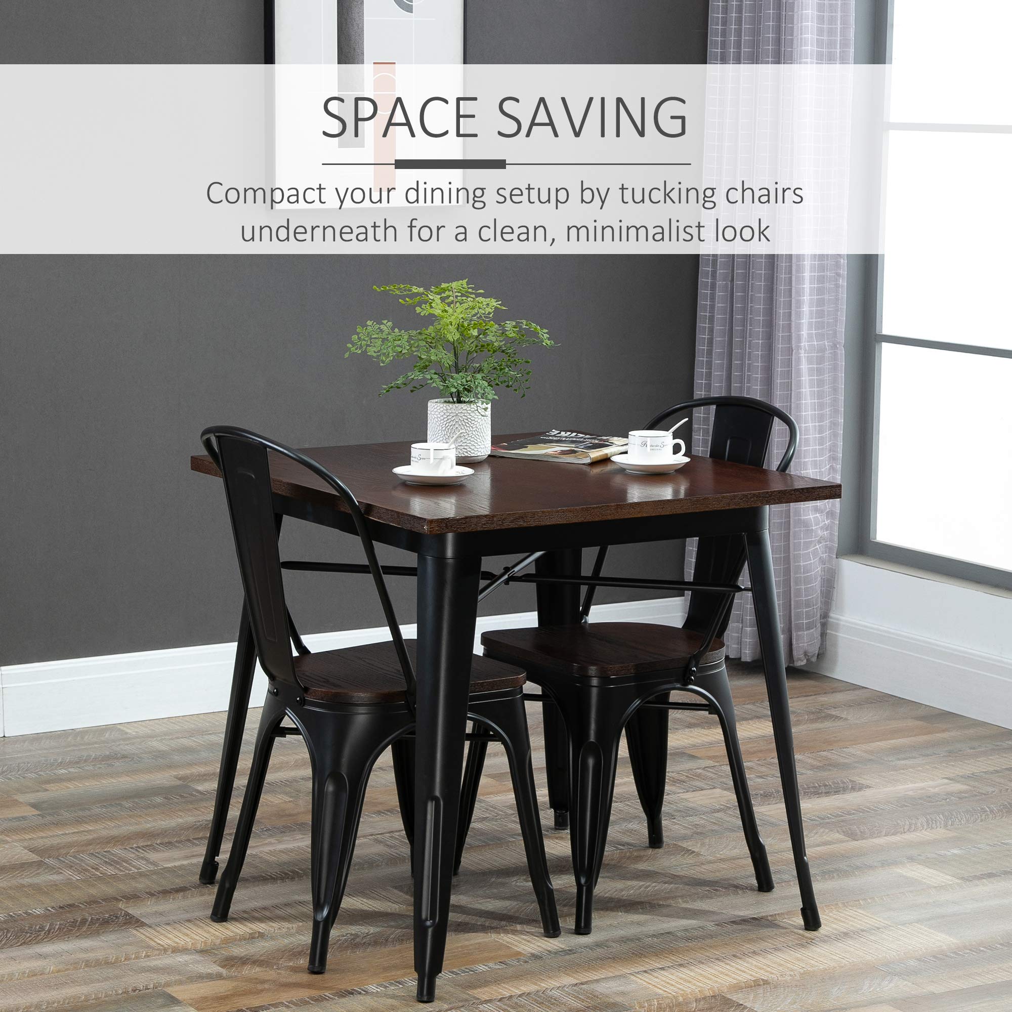 HOMCOM 3 Piece Industrial Style Dining Table Set, Small Kitchen Table