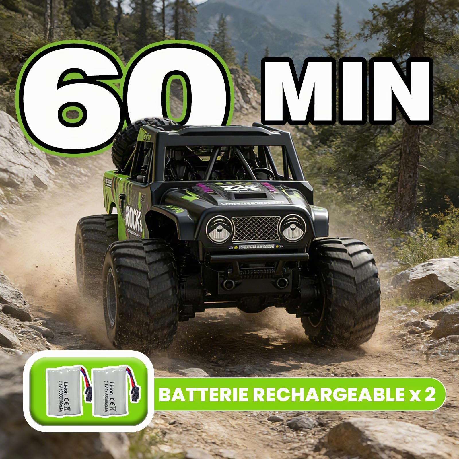 Voiture Télécommandés Radiocommandée Jouets Camion: Amphibie Tout Terrain | Voiture RC 2,4 GHz 4X4 Véhicule Cadeau d'anniversaire ou de Noël pour garçons Enfants