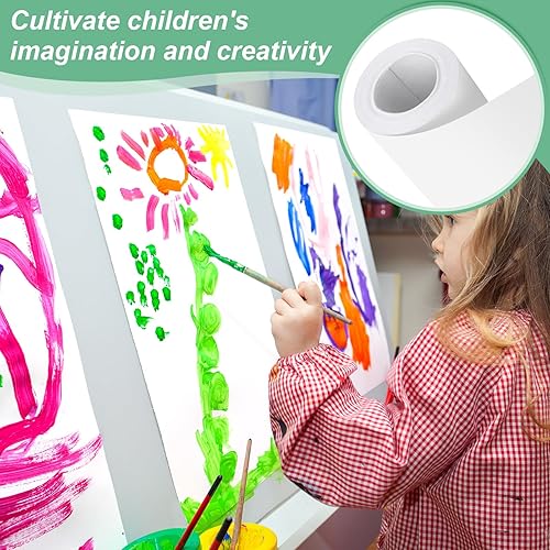 Miniatura 6 de Phinus Rollo de papel artesanal de 15 x 354 pulgadas, rollo de papel kraft de grado industrial, rollo de papel de caballete blanco para niños para