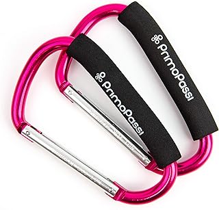 Primo Passi - Large Stroller Hook | 2 Large Stroller Organizer Hook Clip for Purse Shopping and Diaper Bags | Stroller Hanger - Pink