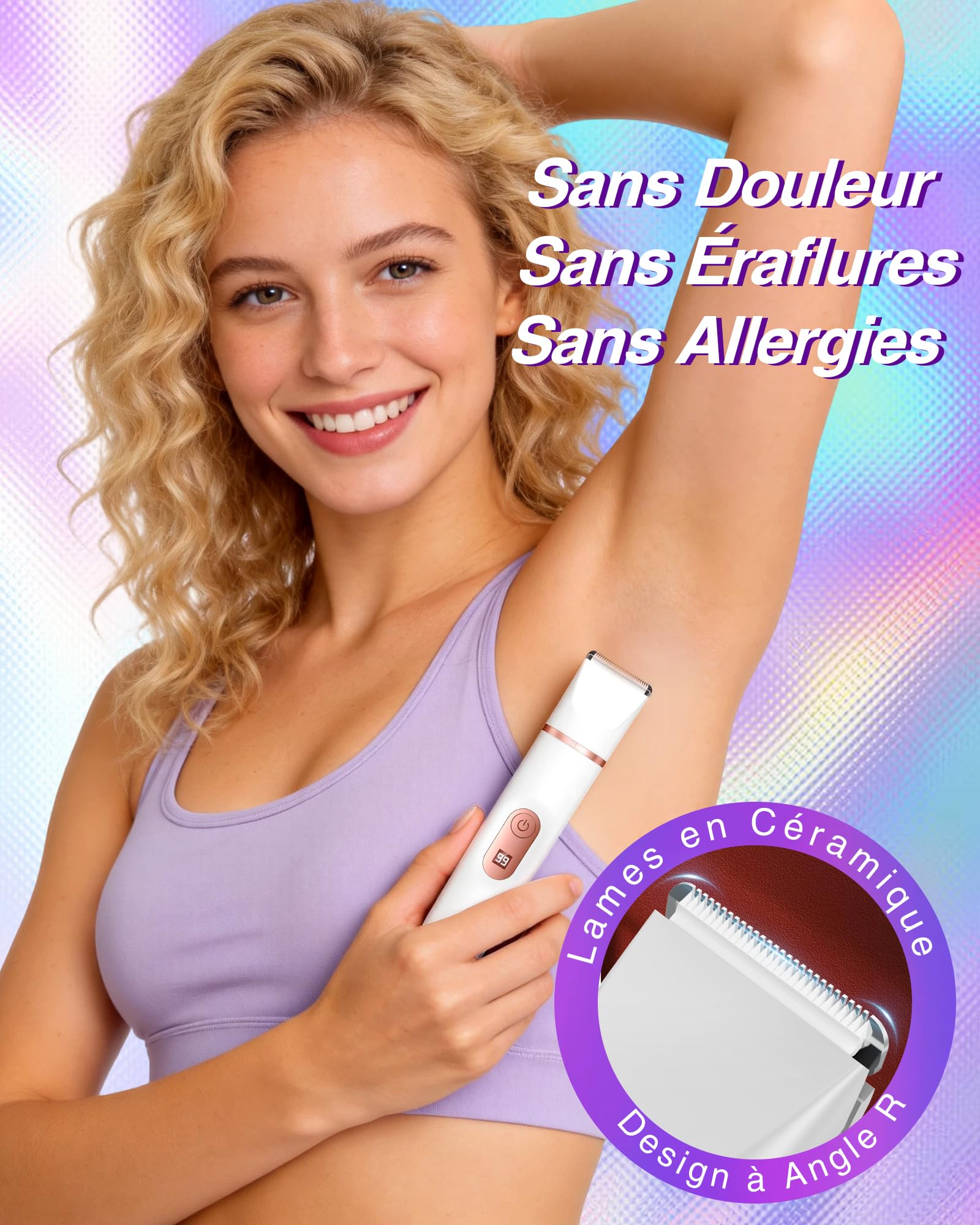 Rasoir Electrique Femme, Tondeuse Intime Intime: 3 en 1 Tondeuse Humide/Sèche, Portable et Sans Fil, pour Maillot/Visage/Aisselles/Jambes/Bras, Indolore et Sans Irritation, Cadeau Parfait pour Femme