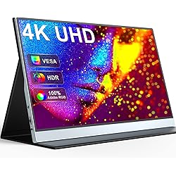 UPERFECT Monitor Portátil 4K, Pantalla Móvil 15,6 Pulgadas con Contraste de 1200:1 100% Adobe sRGB 3840 * 2160 UHD Pantalla para Laptop PC PS4 PS5 Xbox Switch Raspberry Pi Teléfono Celular