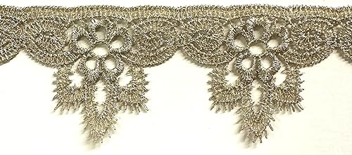 1-34 pulgadas Venecia Venecia metálica de encaje - 6 yardas continuas (dorado)