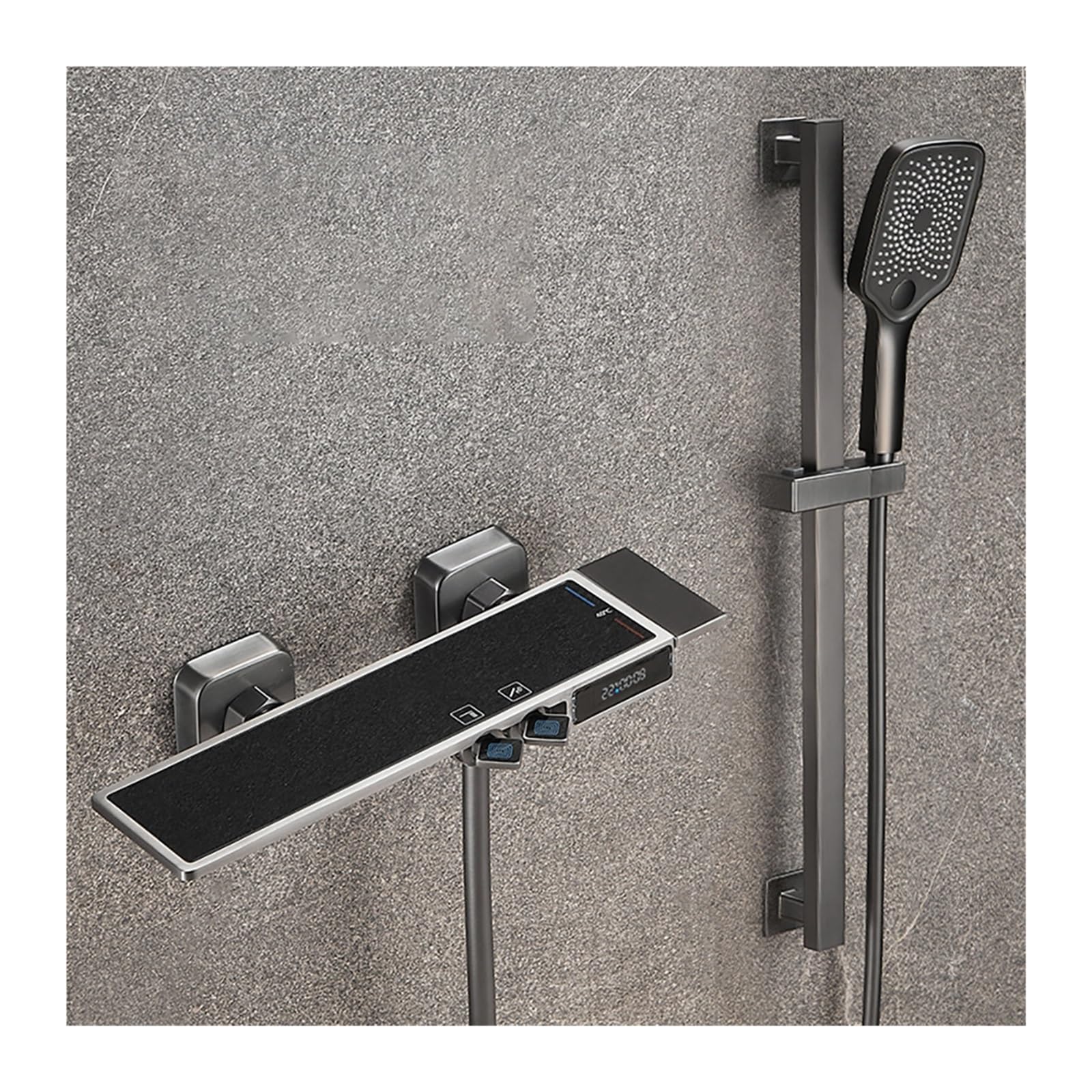 Sistema de ducha de baño con Juego de ducha con pantalla digital for el hogar pequeño, simple dividida en gris plomo sin rociador superior for baño del para la renovación del baño de la casa(Blauw)