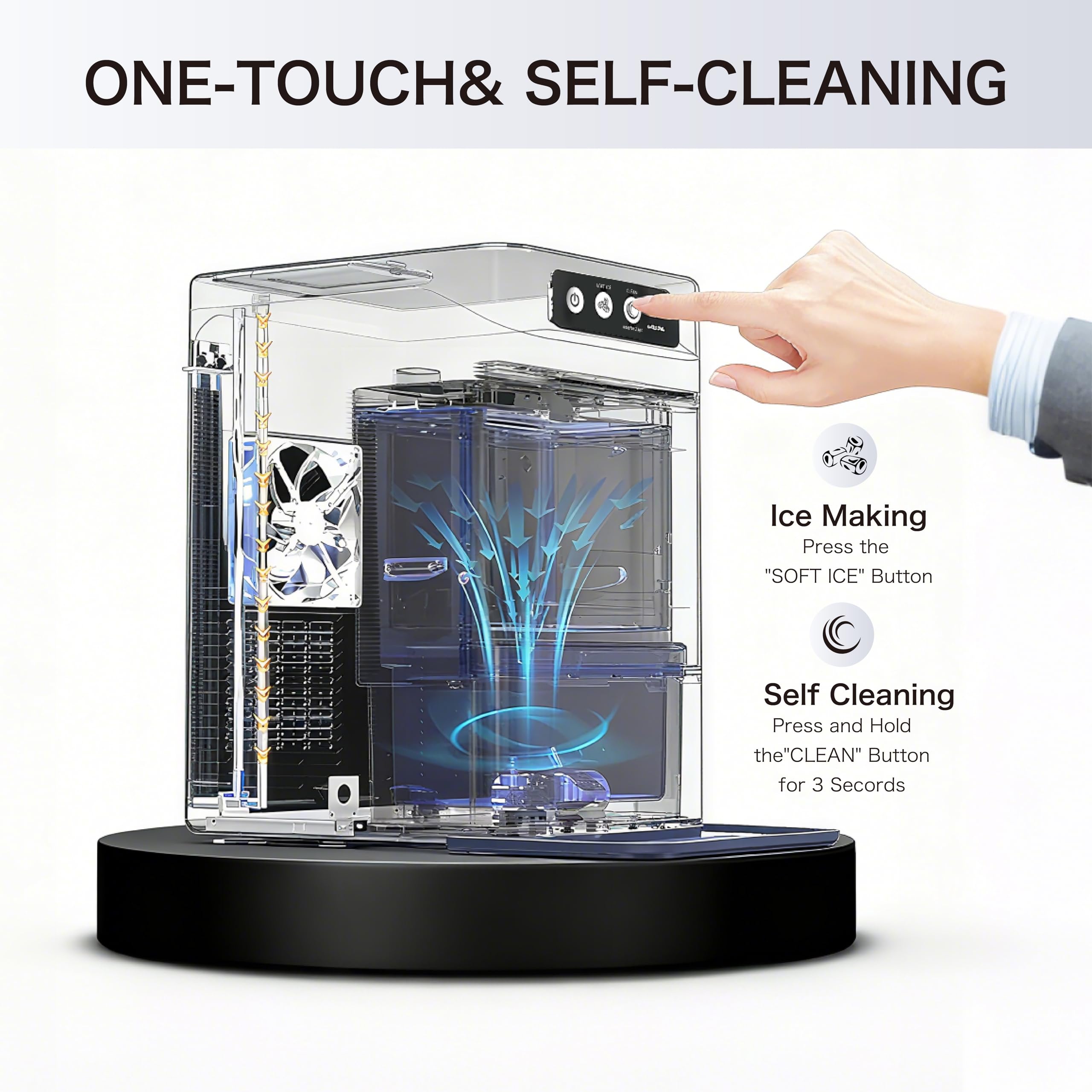 Large Capacity Ice Makers Countertop One-Click Operation Self-Cleaning Portable Ice Maker 41lbs/24H with There is A Detachable 3L Water Tank Ice Machine for Home,Bar,Office on Fridge.com
