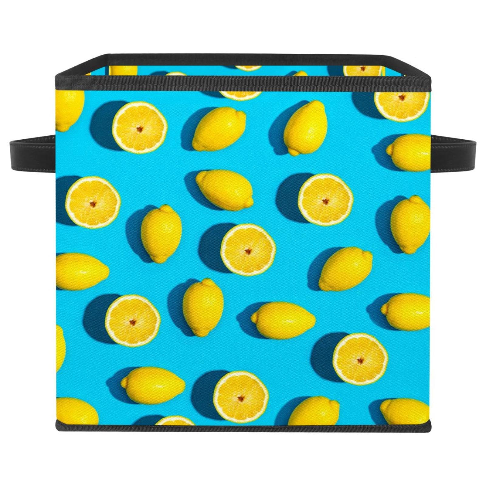Boîte de rangement pliable cube en tissu jaune et bleu pour placard