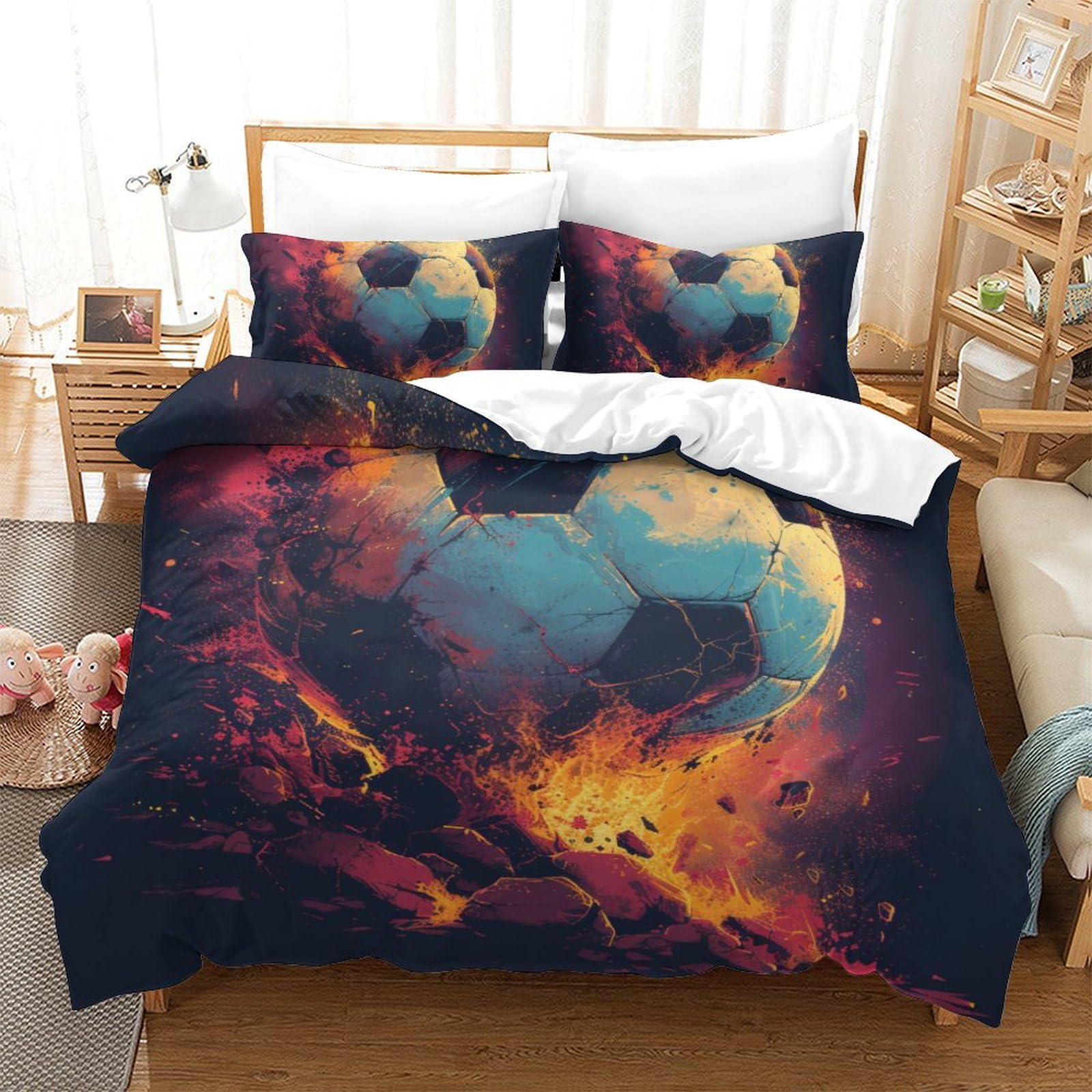 Parure de lit football pour chambre d'ado literie microfibre respirante 200x200