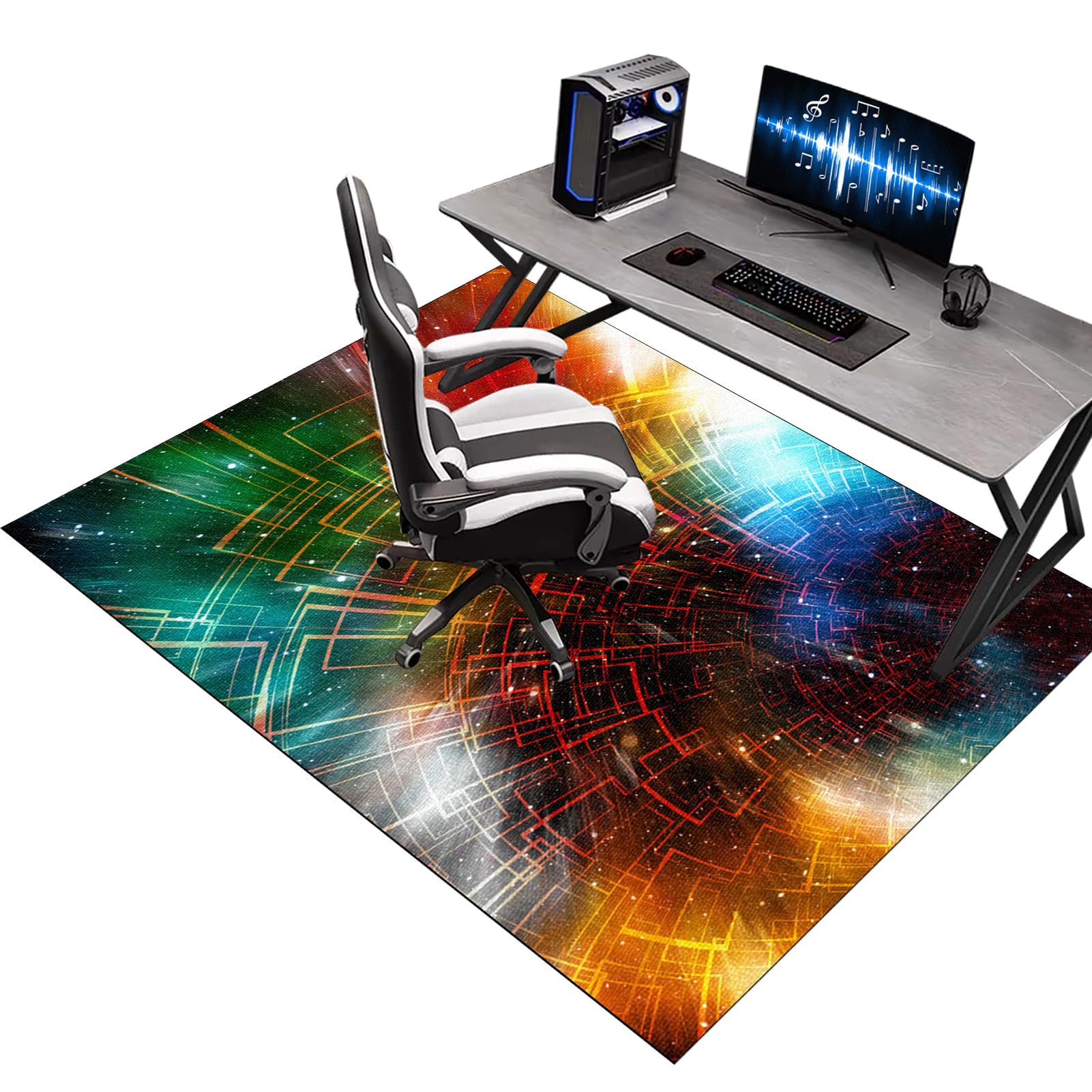 Desk Chair Protector Carpet, Gaming Chair Mat for Carpet Floor, Office Chair Mat for Carpeted Floor, Non-slip Hardwood Floor Chair Mat, Floor Protector for Rolling Chairs, Chair Underlay 100 x 140 cm