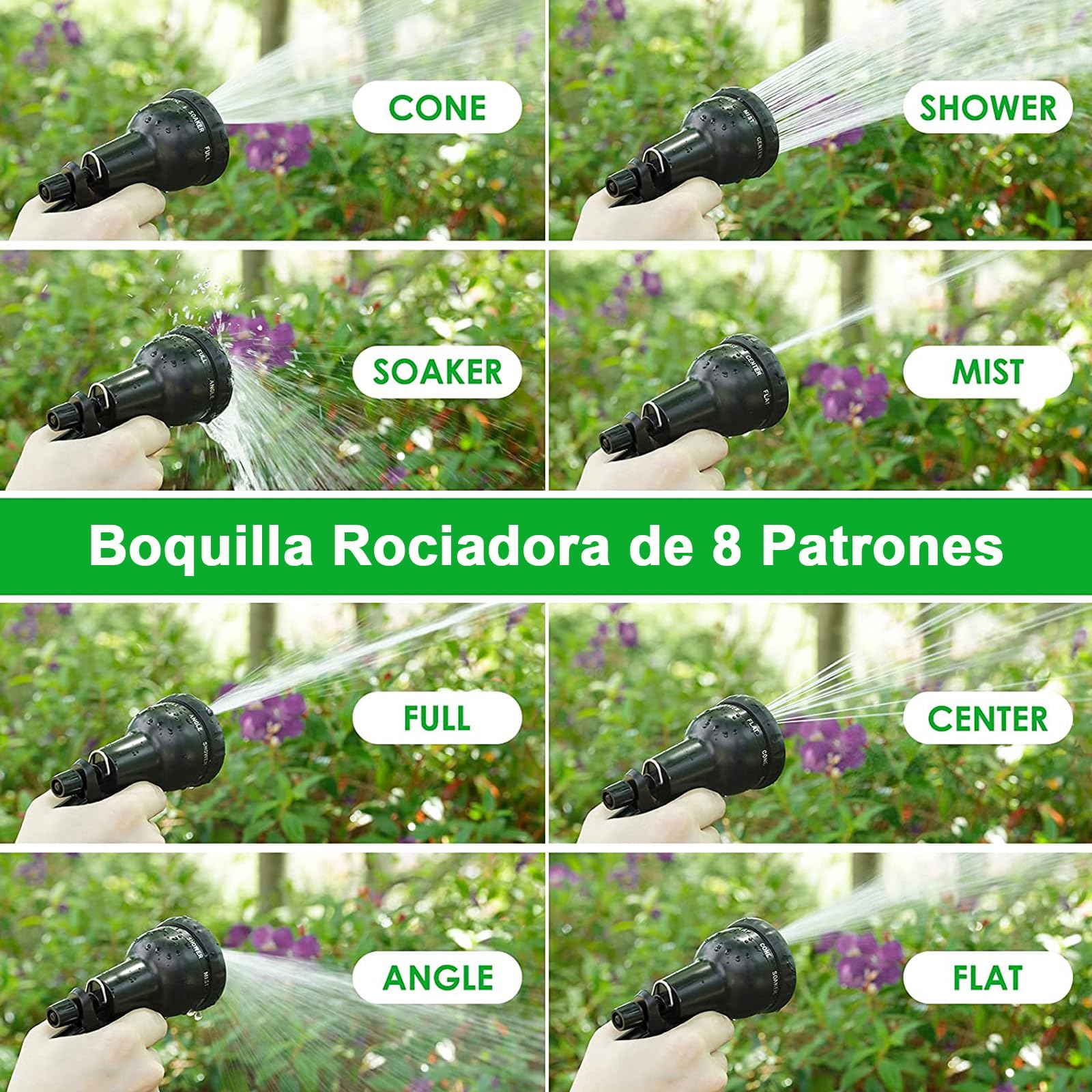 Manguera de Jardin Extensible 7.5M (3x2.5M), Mangueras Jardin con Pistola Rociadora de 8 Funciones Manguera Flexible y Ligera para Lavado de Coche, Jardín, Lavar la Mascota con Bolsa de Almacenamiento — view 4