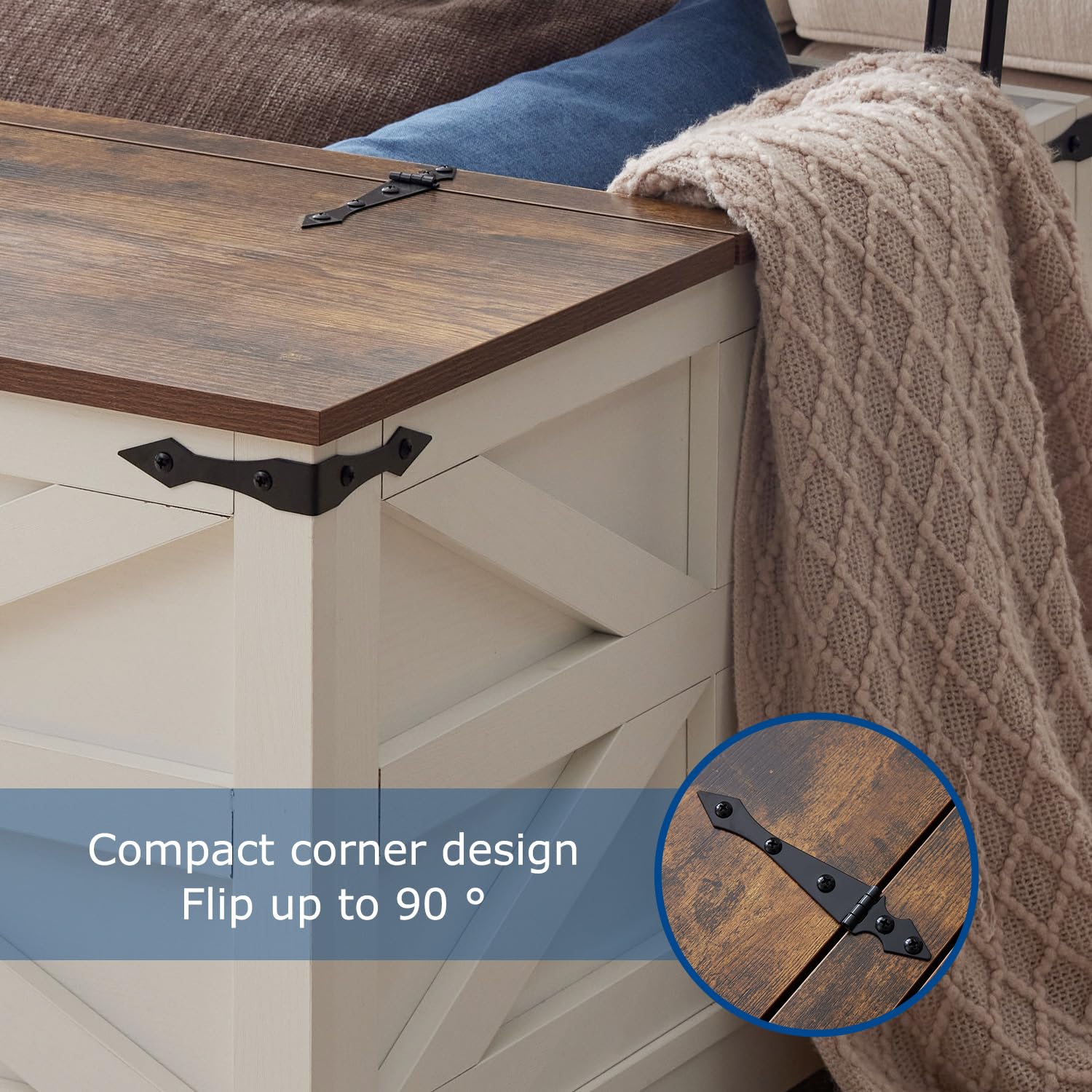 Square vs Round Coffee Table: Which Is Right? (2026) 3 Home Blue Coffee Table with Storage, Cocktail Table with Hinged Lift Top, Farmho - product photo