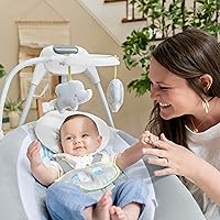 Vista 88 de Ingenuity 2-in-1 SimpleComfort Lightweight Compact 6-Speed Multi-Direction Baby Swing & Rocker, Vibrations & Nature Sounds, 0-9 Months 6-20 lbs