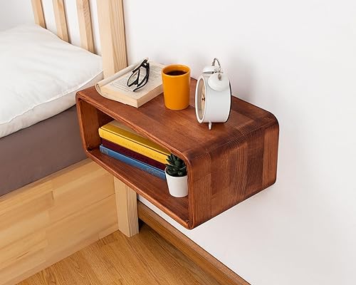 Floating Nightstand Wooden, Bedside Tables, Nightstand Shelf, Handmade, Wall Mounted Bedside Shelf, Minimalist and Unique Style (Paris)