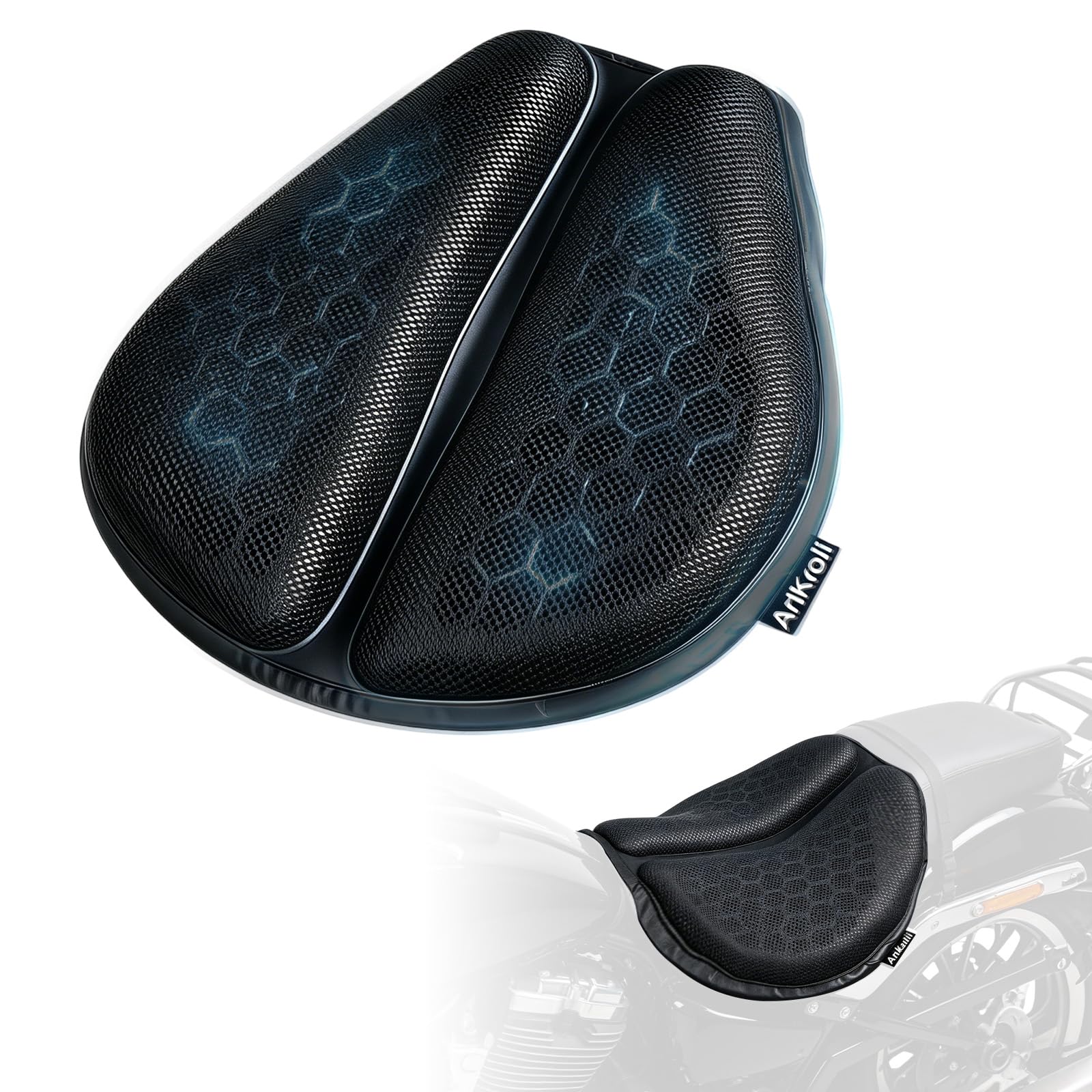 Motorrad Gel Sitzkissen Universal 3D Wabenstruktur Gelkissen Motorrad Struktur Atmungsaktive Stoßdämpfung Sitzpolster für Lange Fahrten