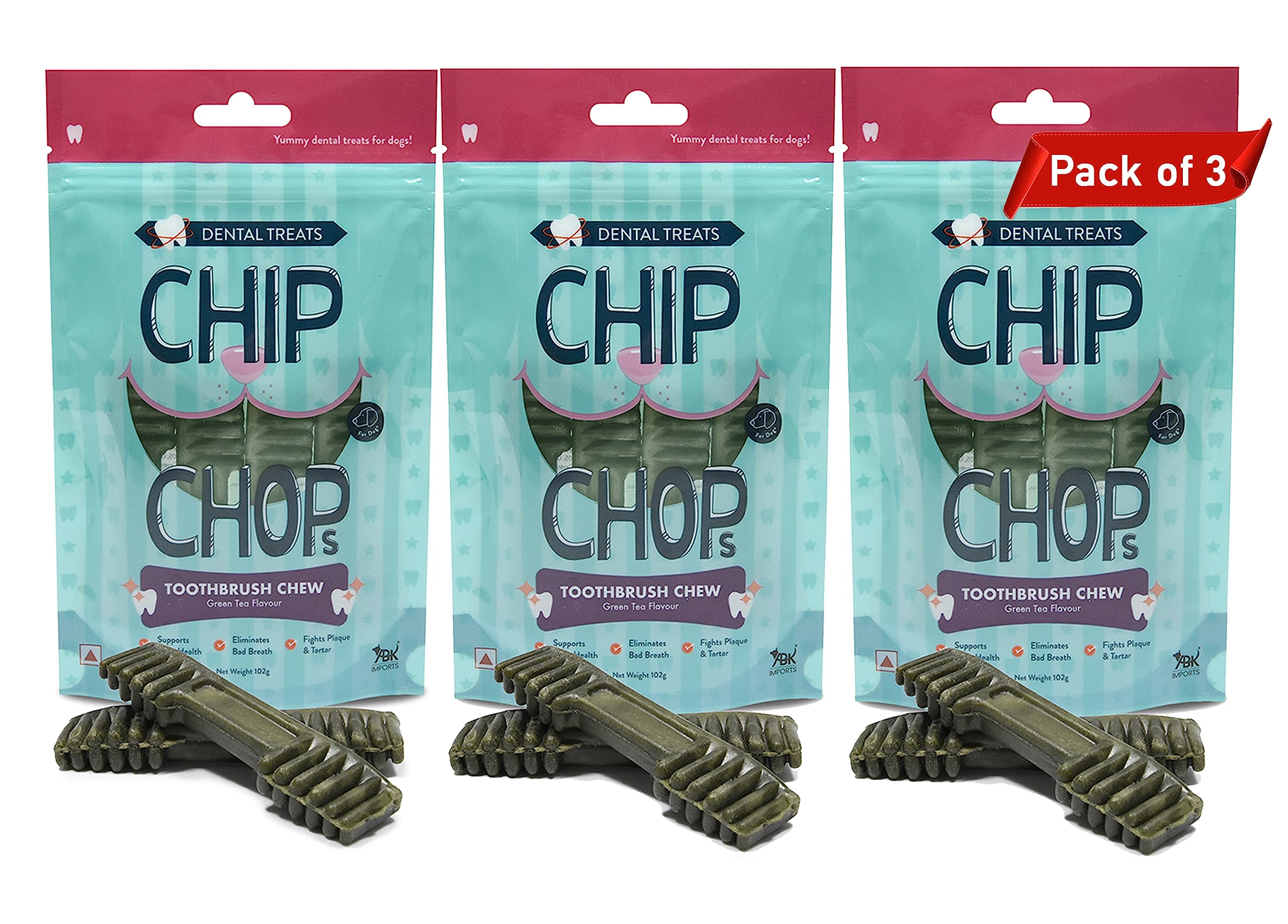 Chip Chops Toothbrush Chew for Dogs: Chicken with Green Tea Flavour (Pack of 3) (B0C89HC8TV) Amazon Price History, Amazon Price Tracker